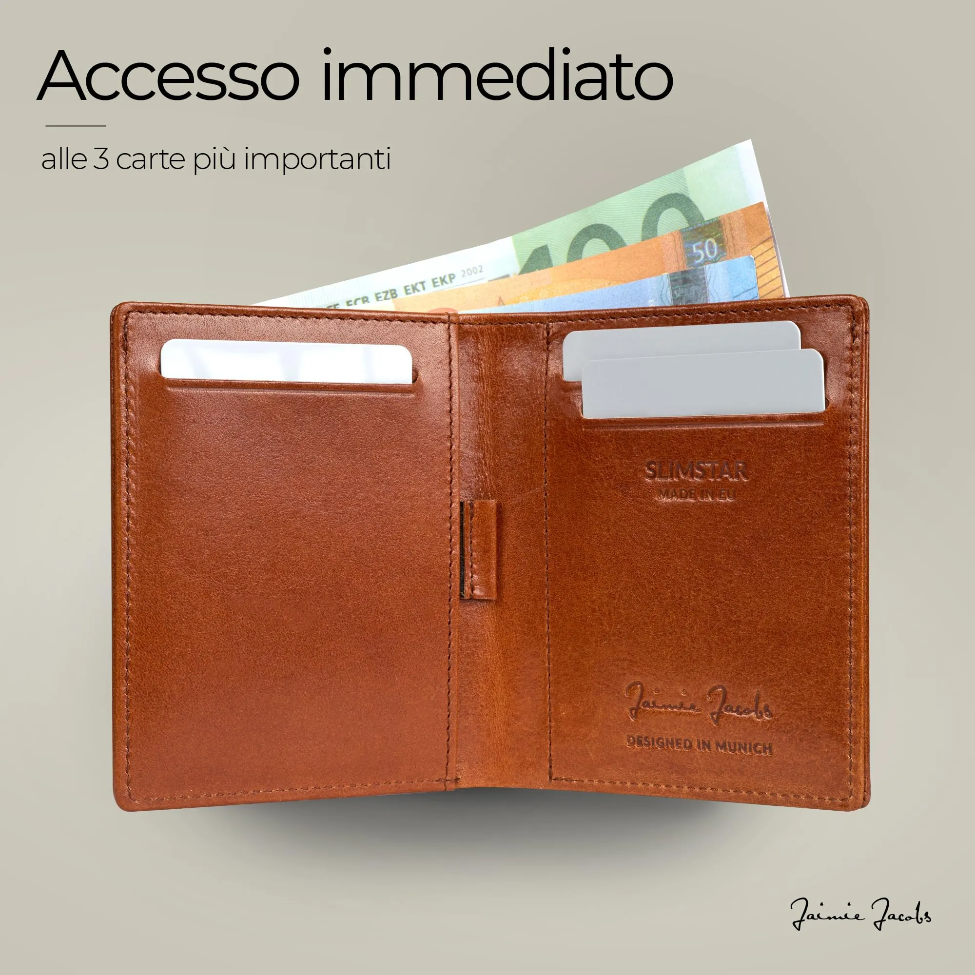 Jaimie Jacobs Slimstar Portafoglio Uomo Piccolo con protezione RFID (Marrone) - immagine 3
