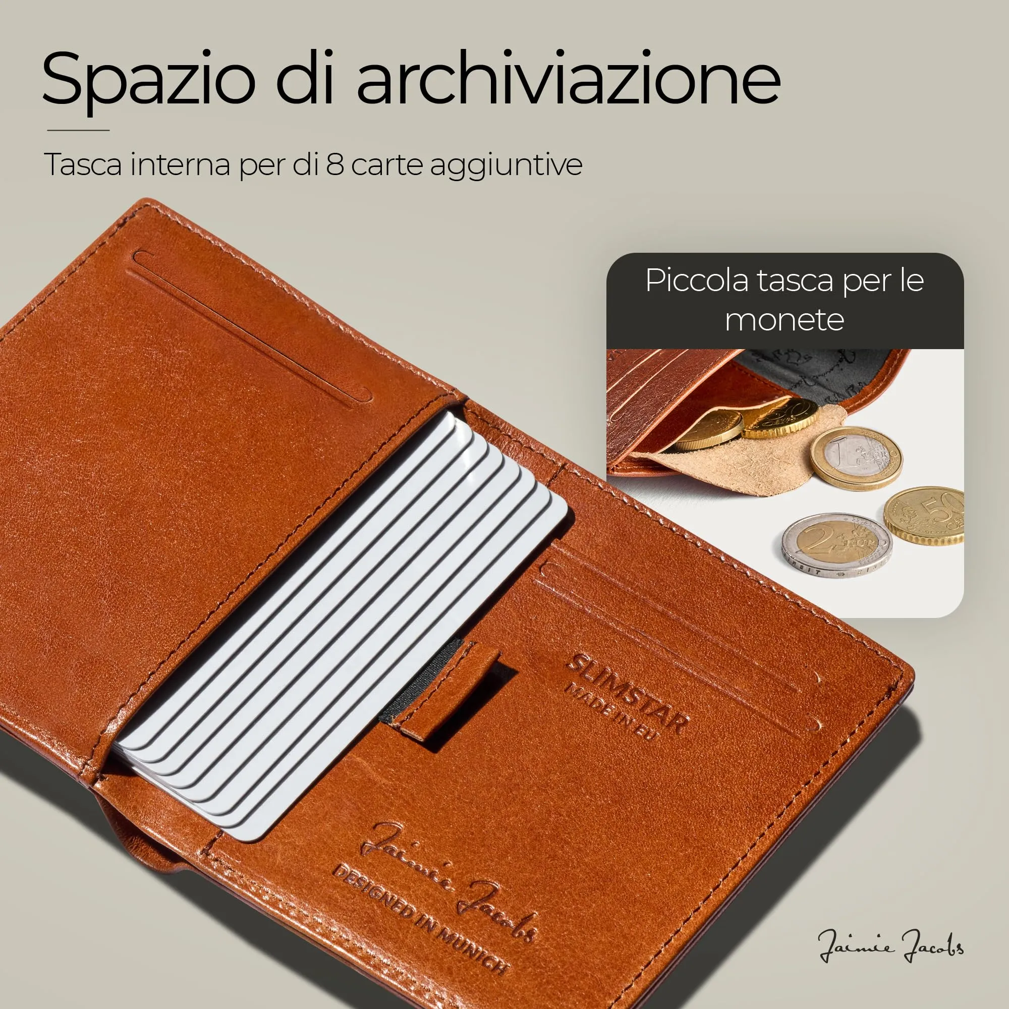 Jaimie Jacobs Slimstar Portafoglio Uomo Piccolo con protezione RFID (Marrone) - immagine 4
