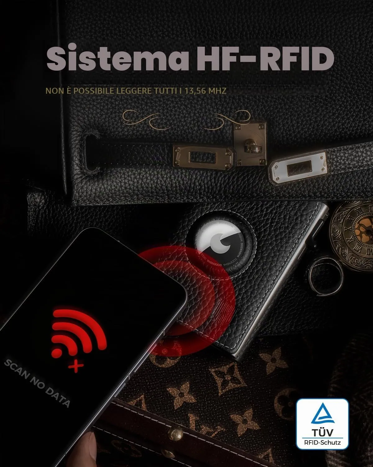 DODENSHA MagSnap Pepple AirTag Wallet Uomo Portafoglio in Pelle con Custodia per Carte di Credito e Scomparto Portamonete - immagine 8