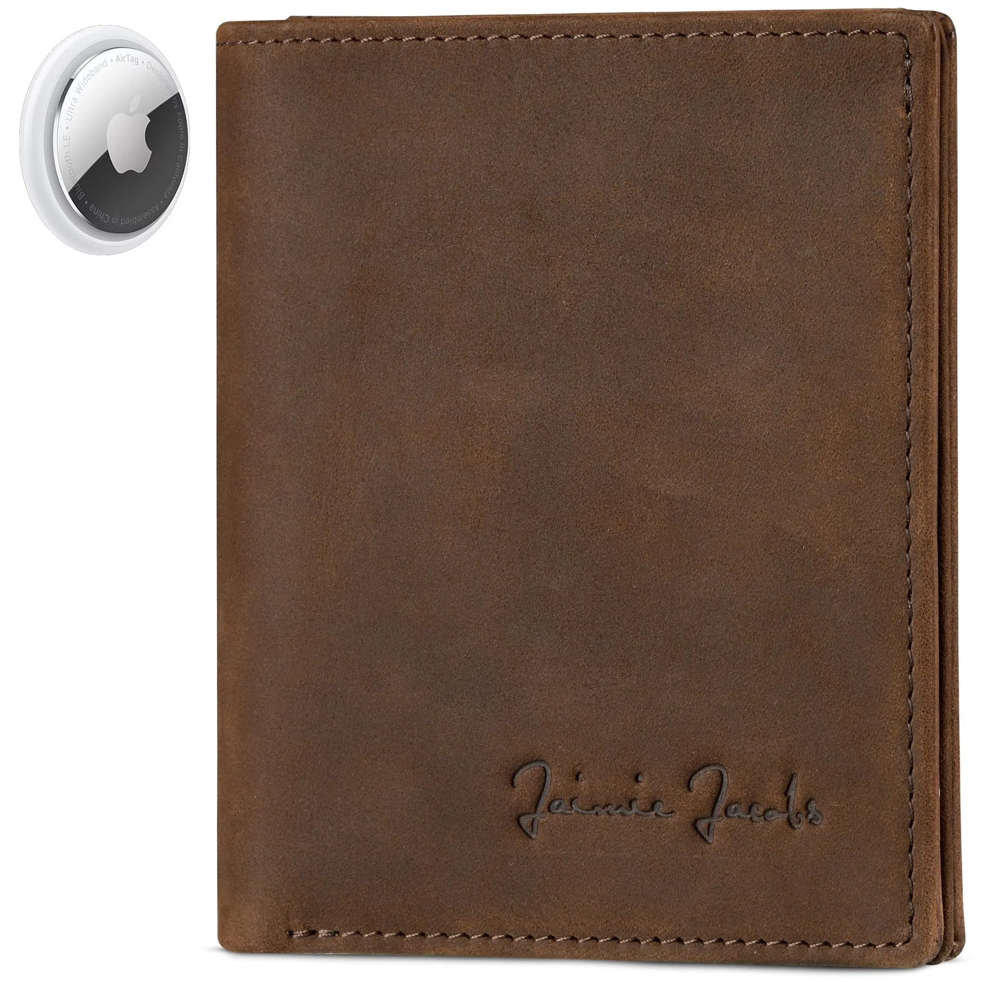 Jaimie Jacobs Slimstar AirTag Edition Portafoglio Sottile in Pelle di Bufalo Marrone - immagine 1