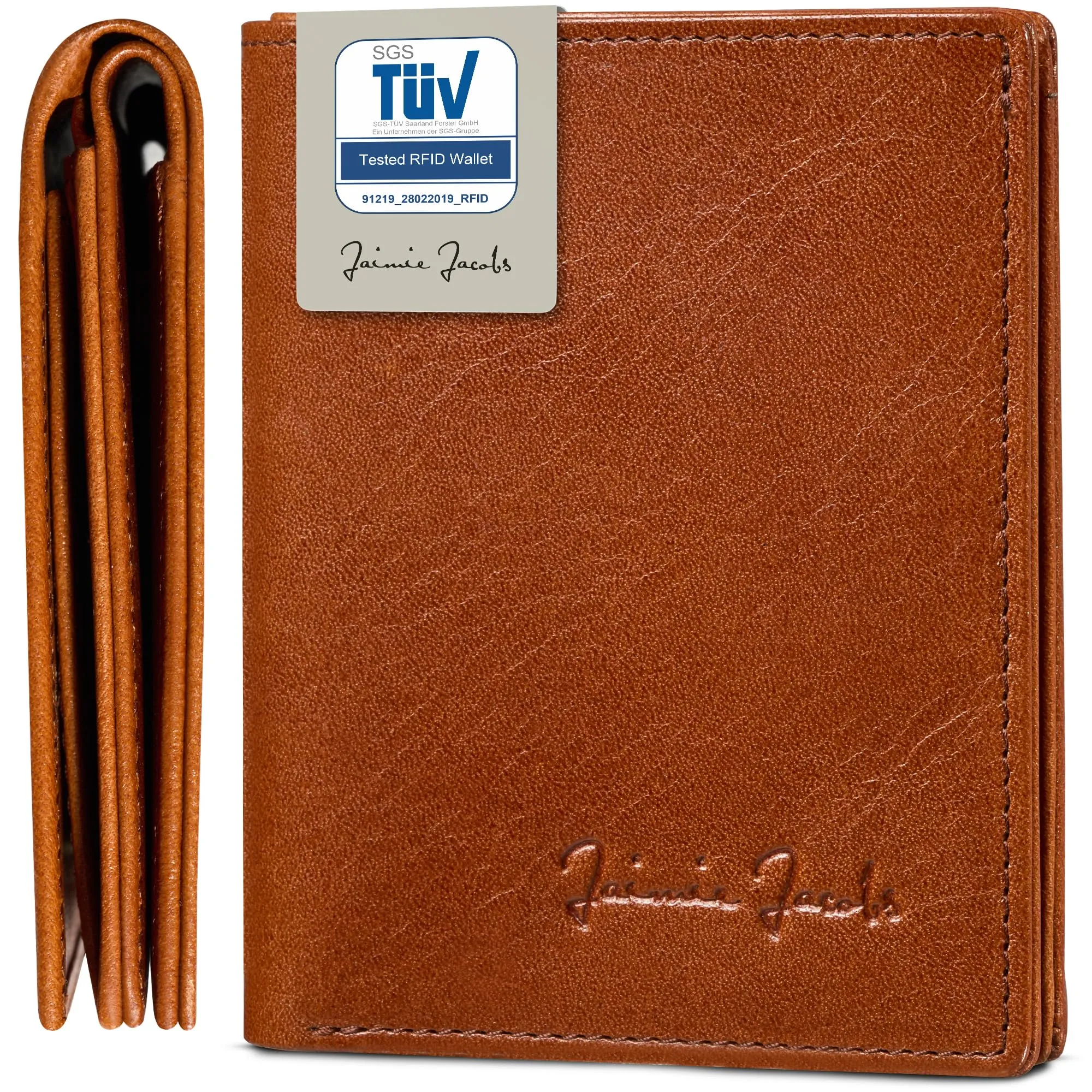 Jaimie Jacobs SLIMSTAR Portafoglio Uomo Piccolo con Protezione RFID - Marrone - immagine 1