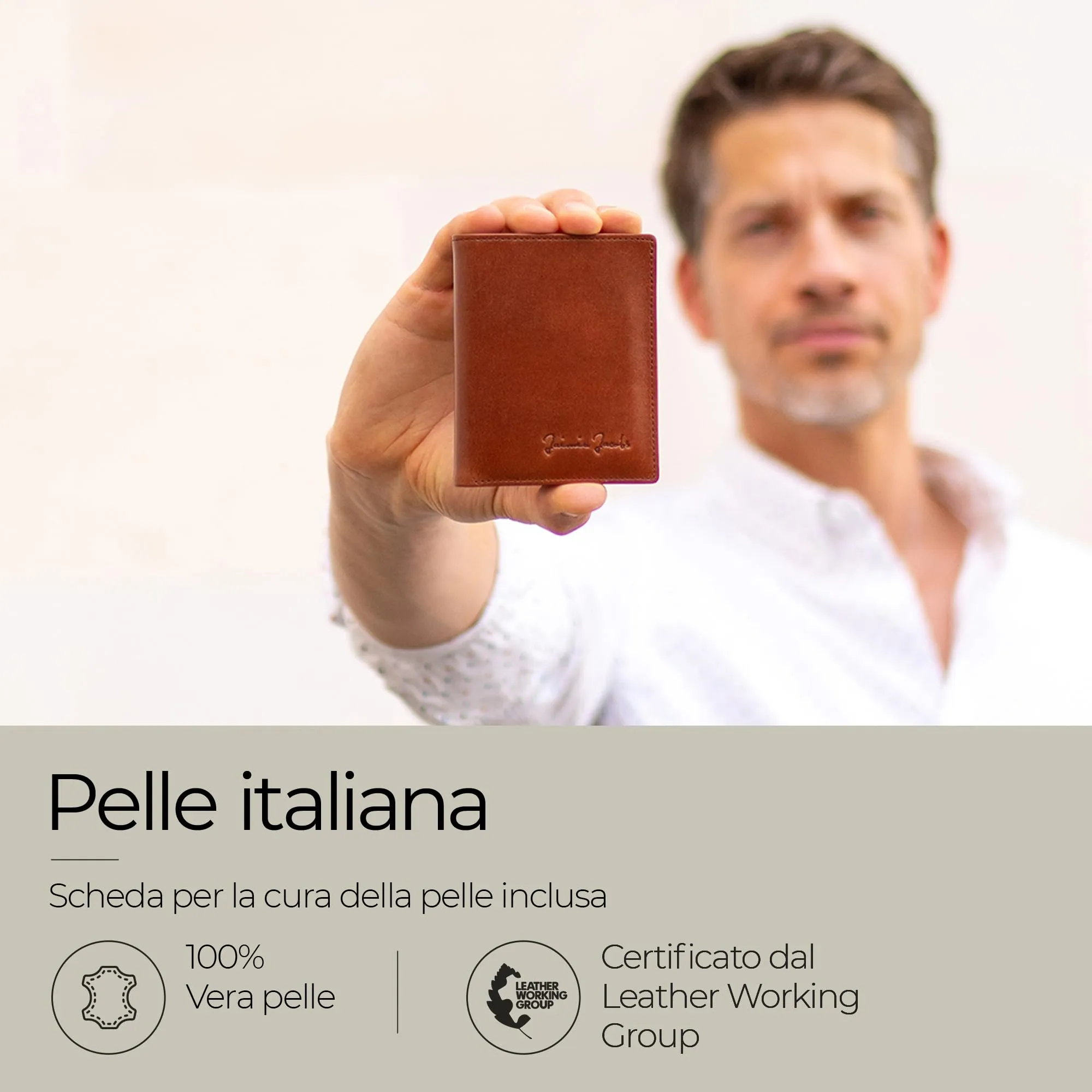 Jaimie Jacobs SLIMSTAR Portafoglio Uomo Piccolo con Protezione RFID - Marrone - immagine 7