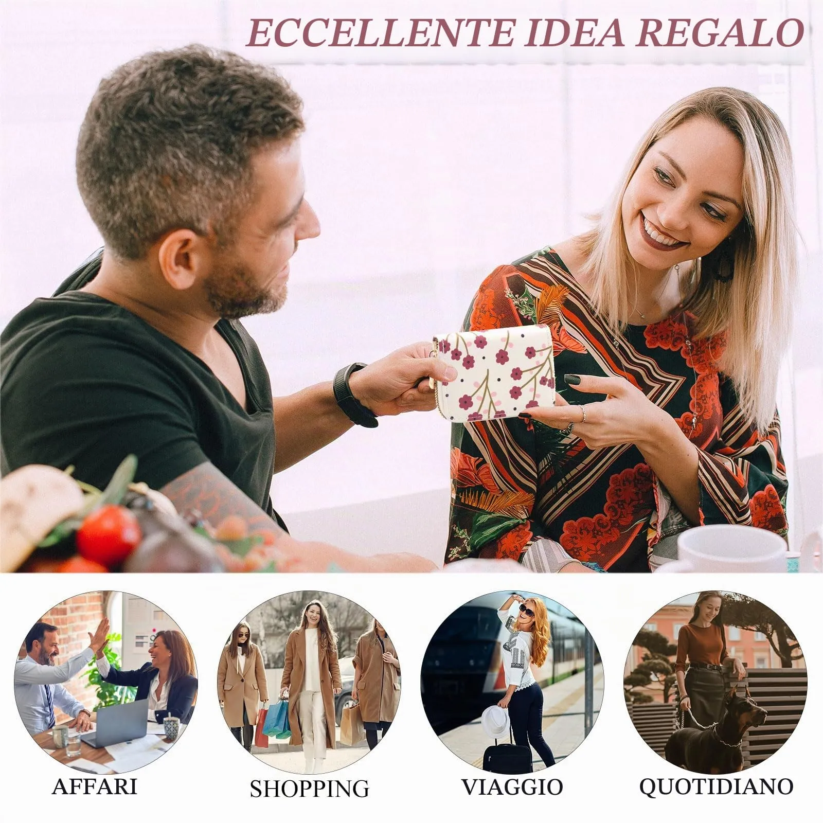 LJCZKA Porta Carte di Credito Donna RFID con Cerniera, 9 Slot per Carte e 2 Compartimenti, Prugna - immagine 6