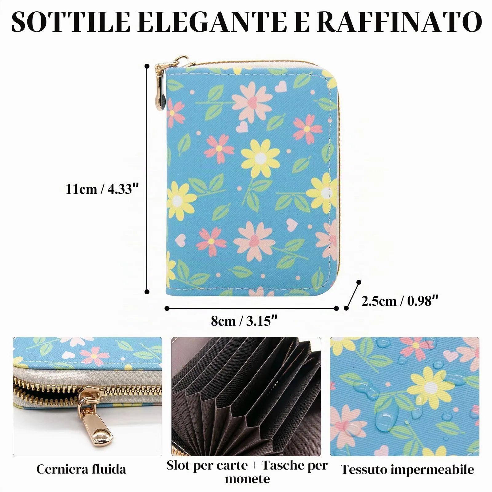 LJCZKA Porta Carte di Credito Donna RFID con Cerniera, 9 Slot per Carte e 2 Compartimenti - immagine 3