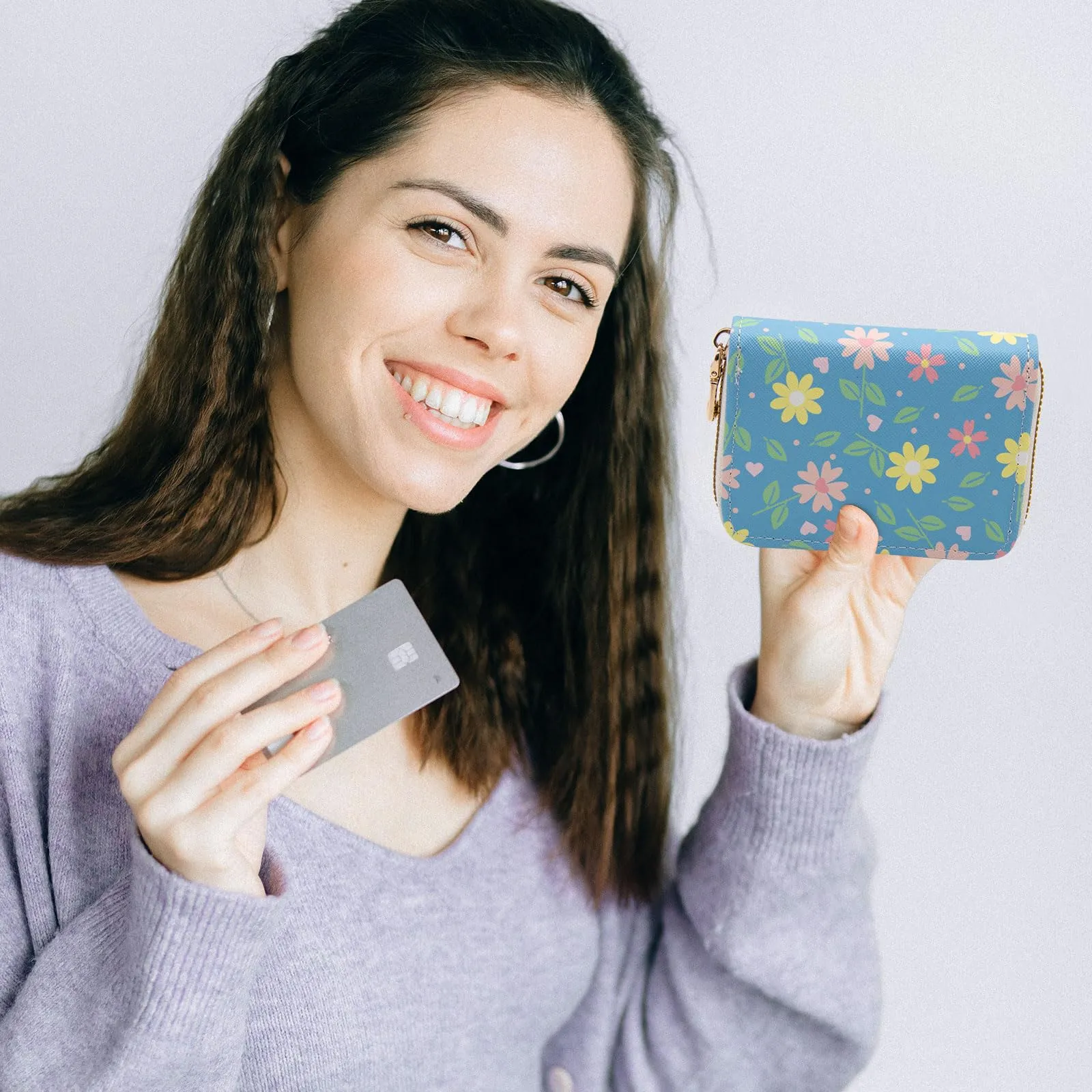 LJCZKA Porta Carte di Credito Donna RFID con Cerniera, 9 Slot per Carte e 2 Compartimenti - immagine 5