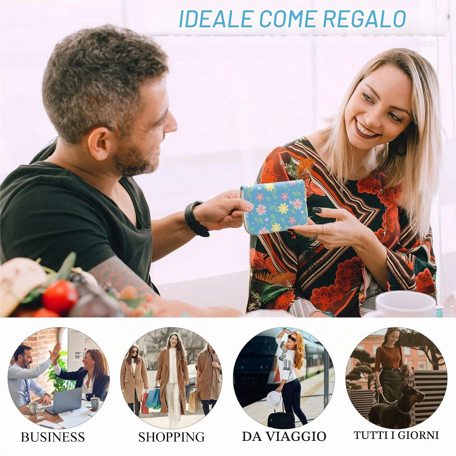 LJCZKA Porta Carte di Credito Donna RFID con Cerniera, 9 Slot per Carte e 2 Compartimenti - immagine 6