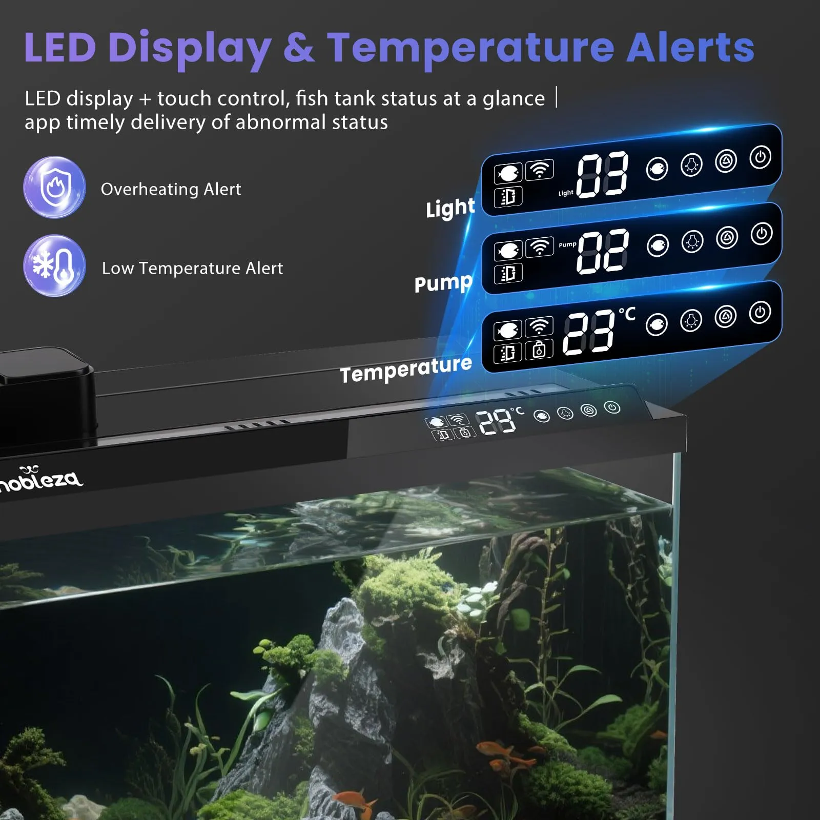 Nobleza Acquario Smart 30L Set Completo WiFi con App e Cambio Acqua Rapido - immagine 7