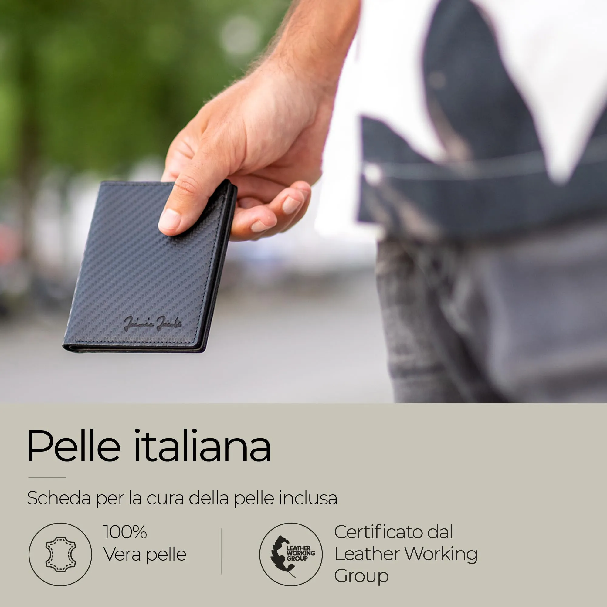 Jaimie Jacobs Slimstar AirTag Edition Portafoglio Sottile in Pelle Verticale (Carbonio) - immagine 7