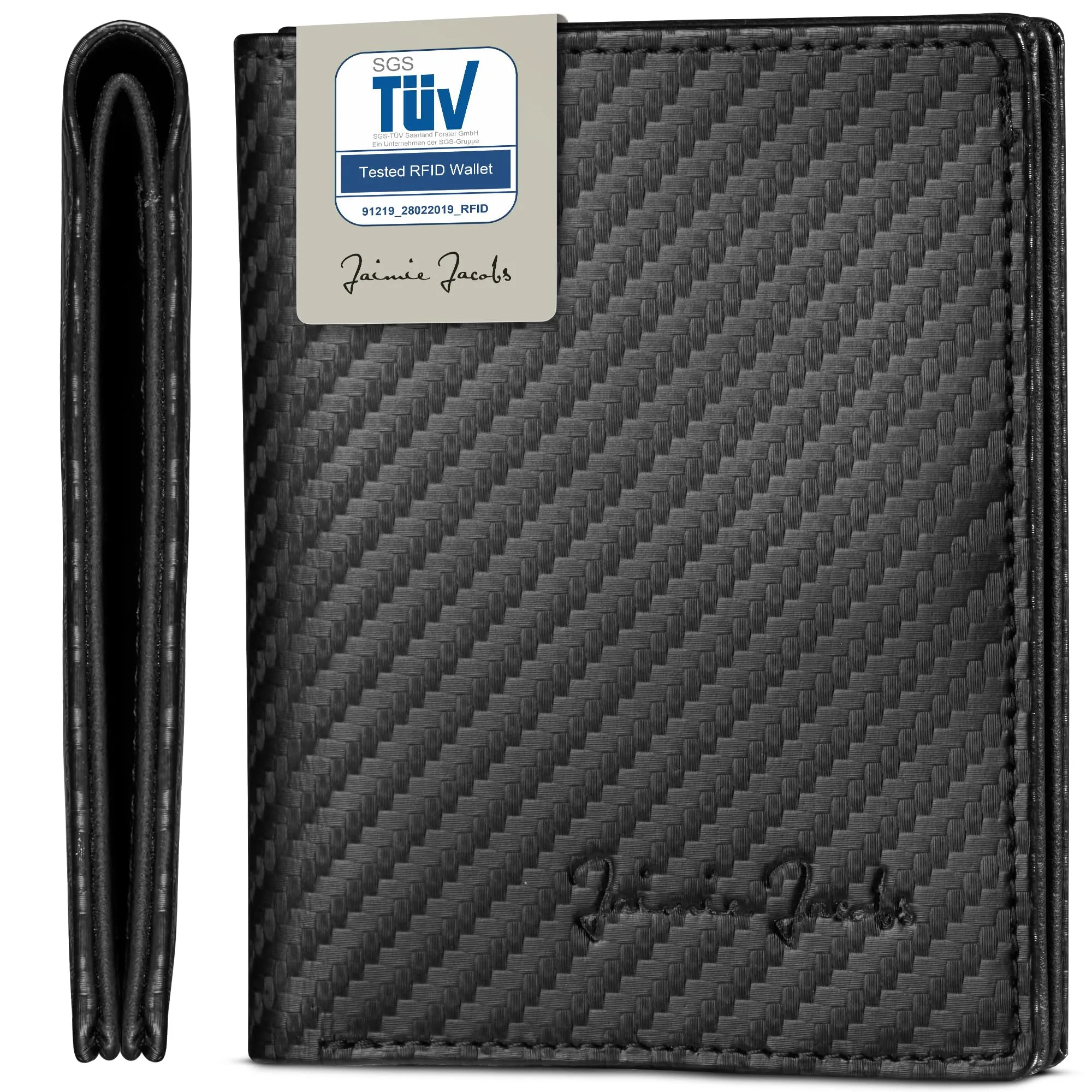 Jaimie Jacobs Slimstar Portafoglio Uomo con Protezione RFID, Carbonio - immagine 1