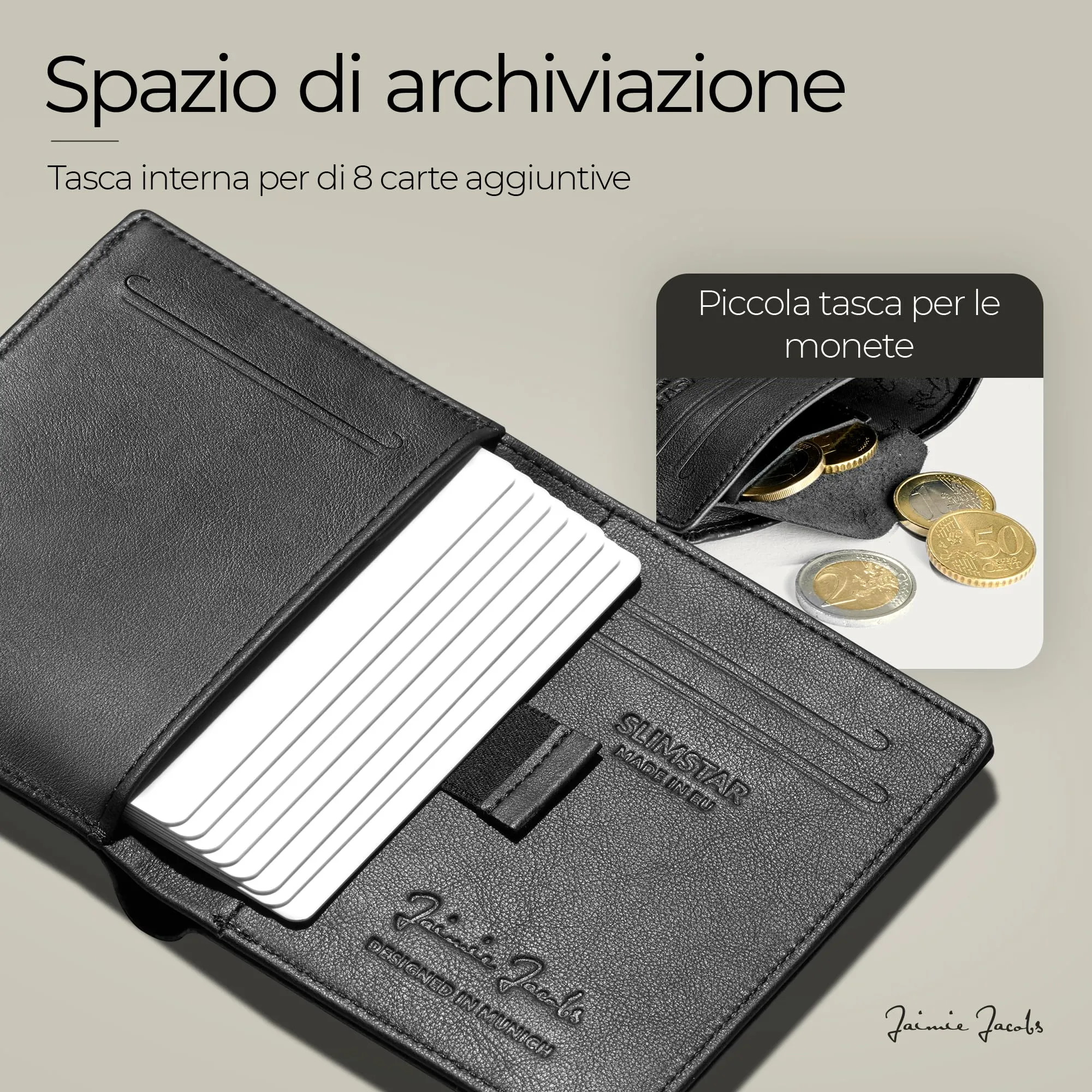 Jaimie Jacobs Slimstar Portafoglio Uomo con Protezione RFID, Carbonio - immagine 4