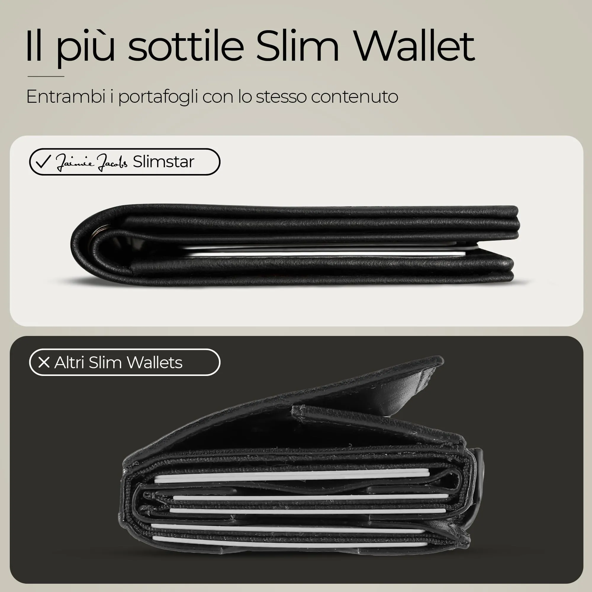 Jaimie Jacobs SLIMSTAR Portafoglio Uomo Piccolo con protezione RFID - Nero - immagine 2