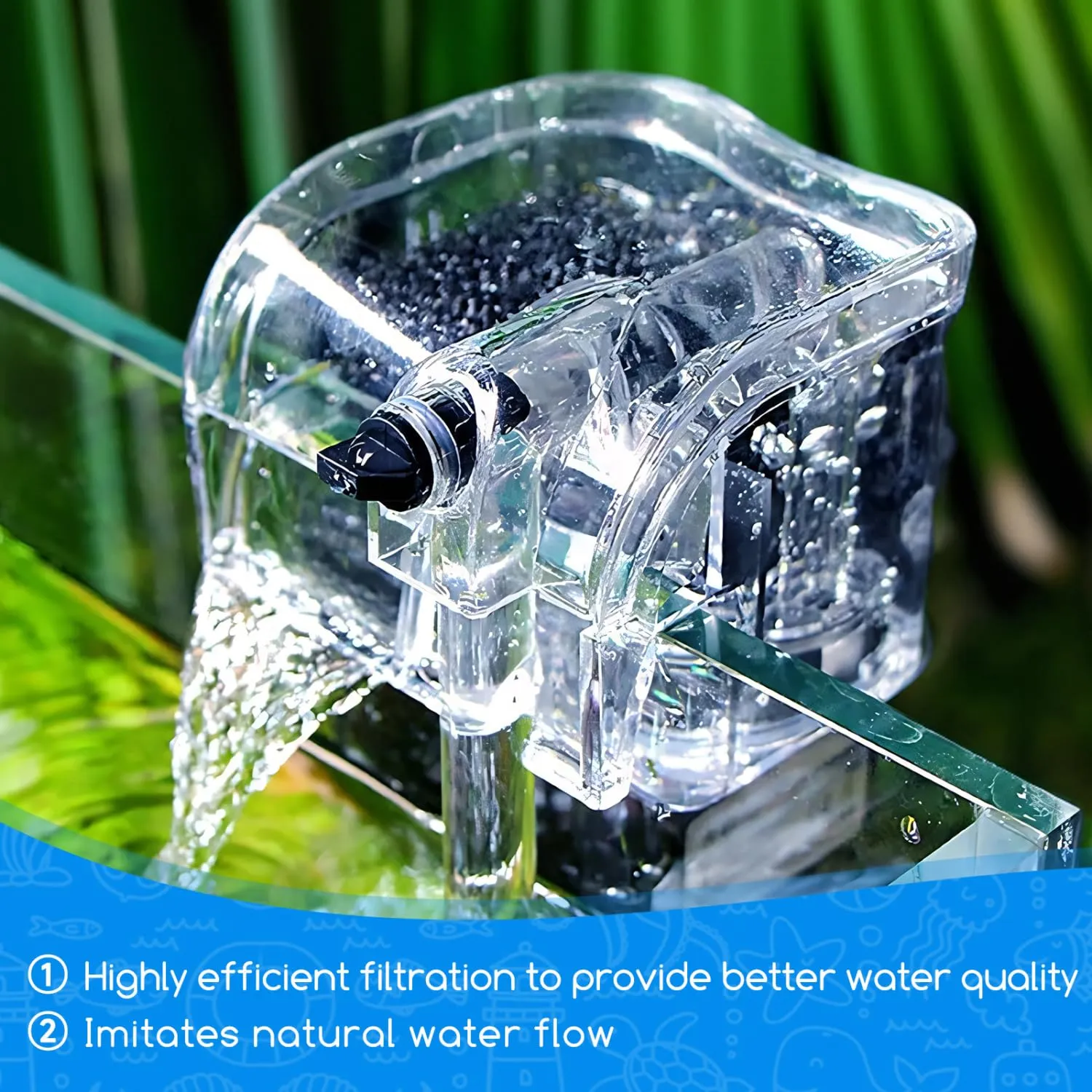 Nobleza 27L Piccolo Acquario con Illuminazione a LED e Sistema di Filtraggio Integrato - immagine 4