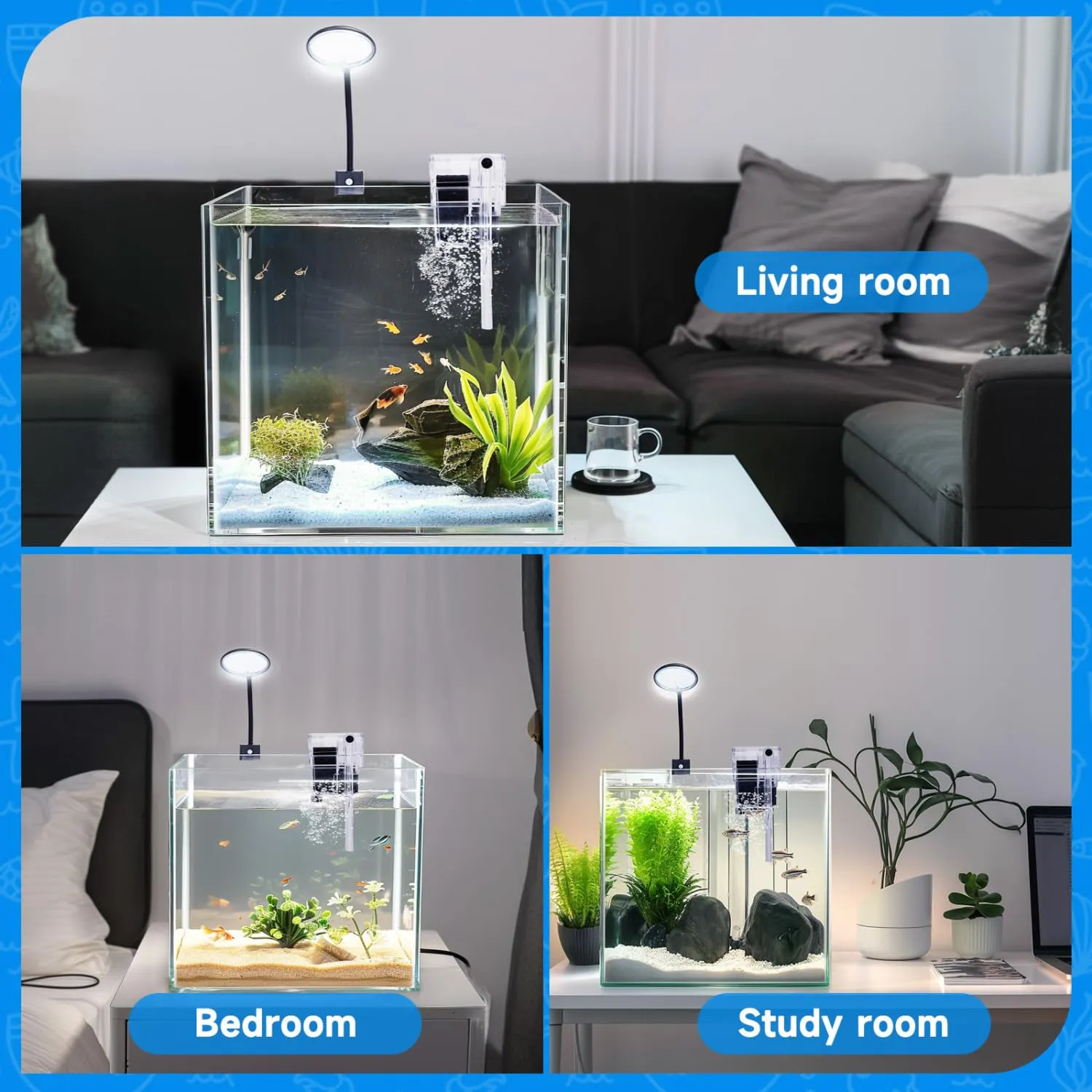 Nobleza 27L Piccolo Acquario con Illuminazione a LED e Sistema di Filtraggio Integrato - immagine 6