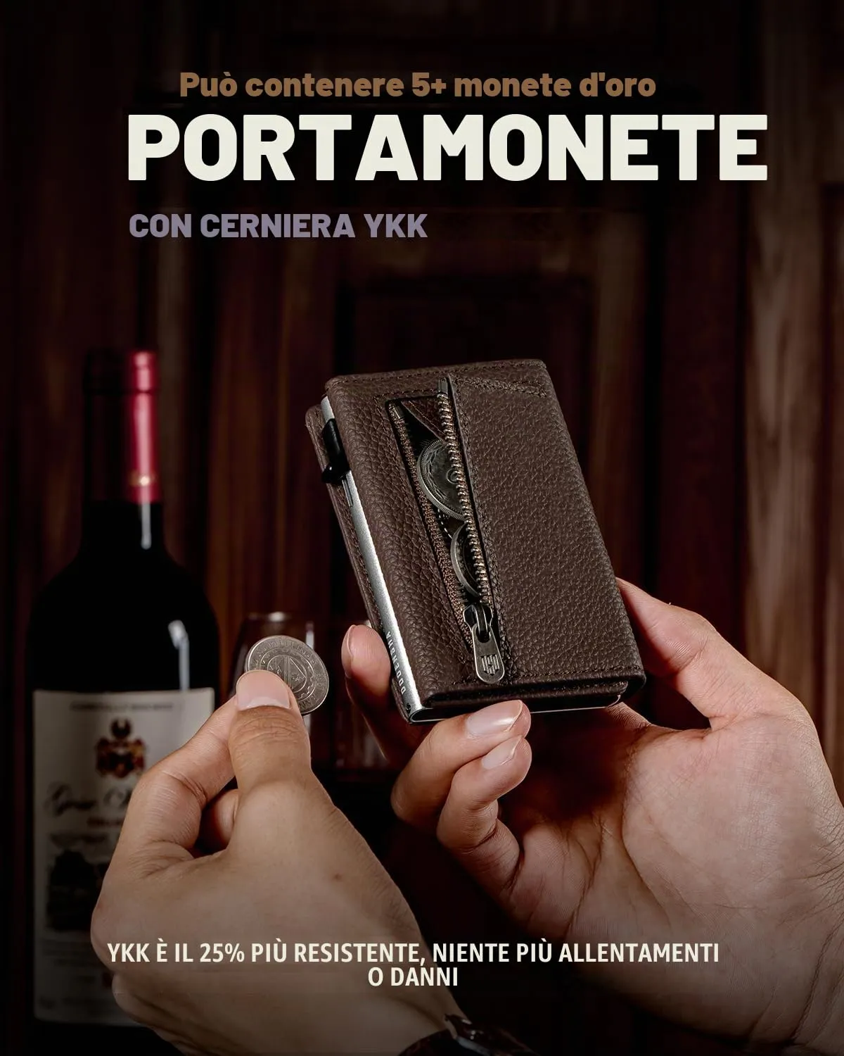 DODENSHA MagSnap Pepple Airtag Smart Wallet per Uomo con Custodia Carte di Credito e Scomparto Portamonete - immagine 5