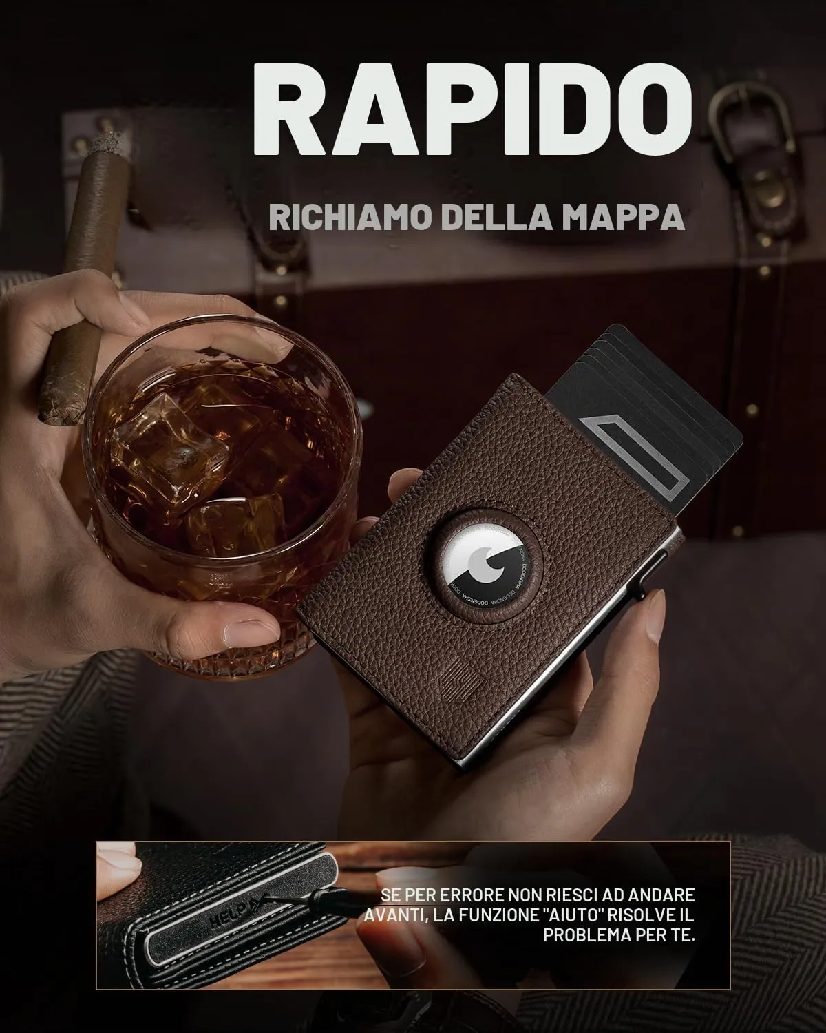 DODENSHA MagSnap Pepple Airtag Smart Wallet per Uomo con Custodia Carte di Credito e Scomparto Portamonete - immagine 6