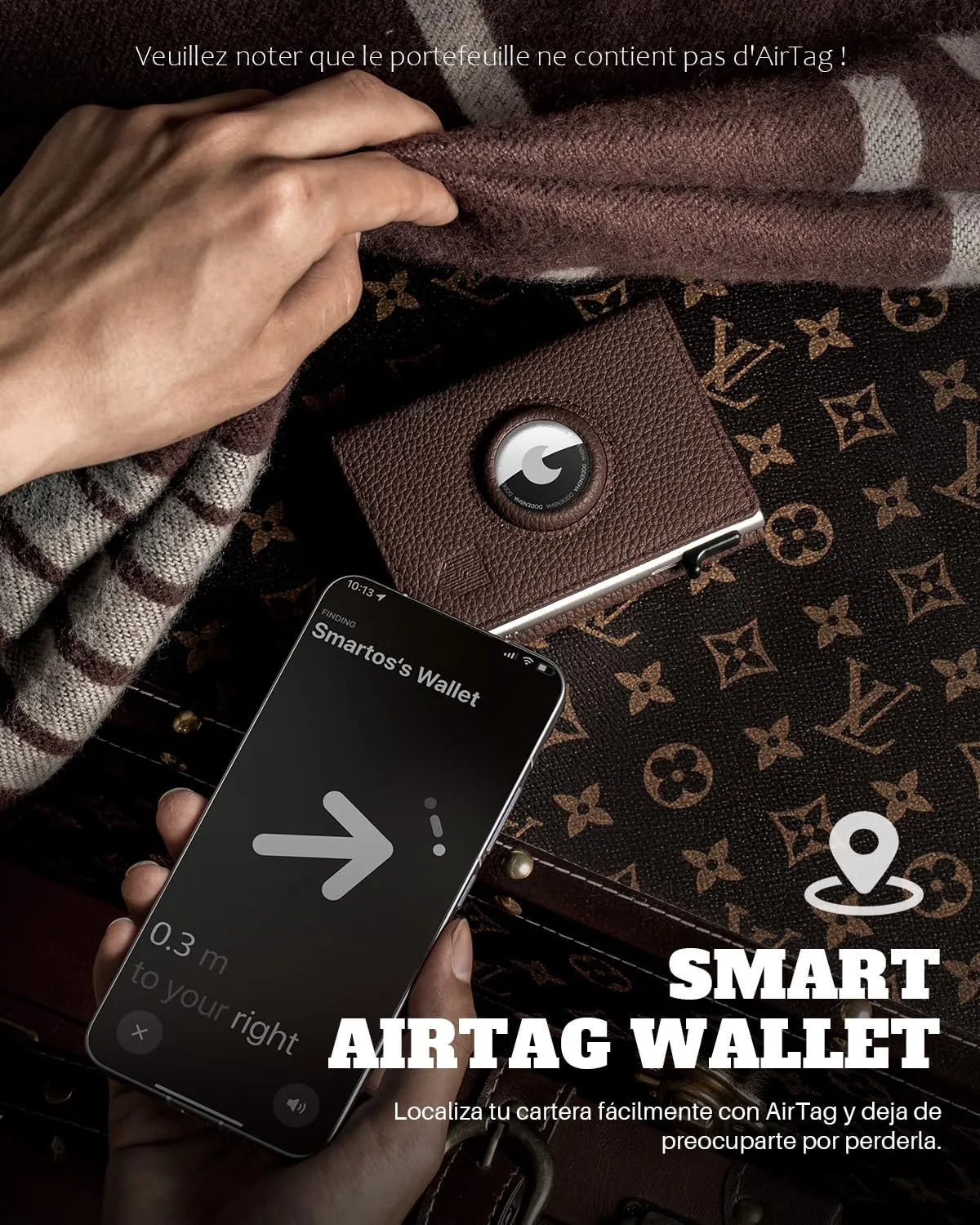 DODENSHA MagSnap Pepple Airtag Smart Wallet per Uomo con Custodia Carte di Credito e Scomparto Portamonete - immagine 7