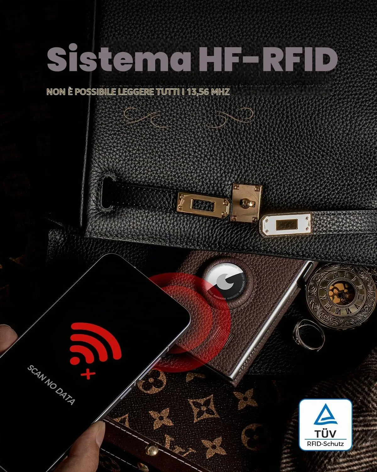 DODENSHA MagSnap Pepple Airtag Smart Wallet per Uomo con Custodia Carte di Credito e Scomparto Portamonete - immagine 8