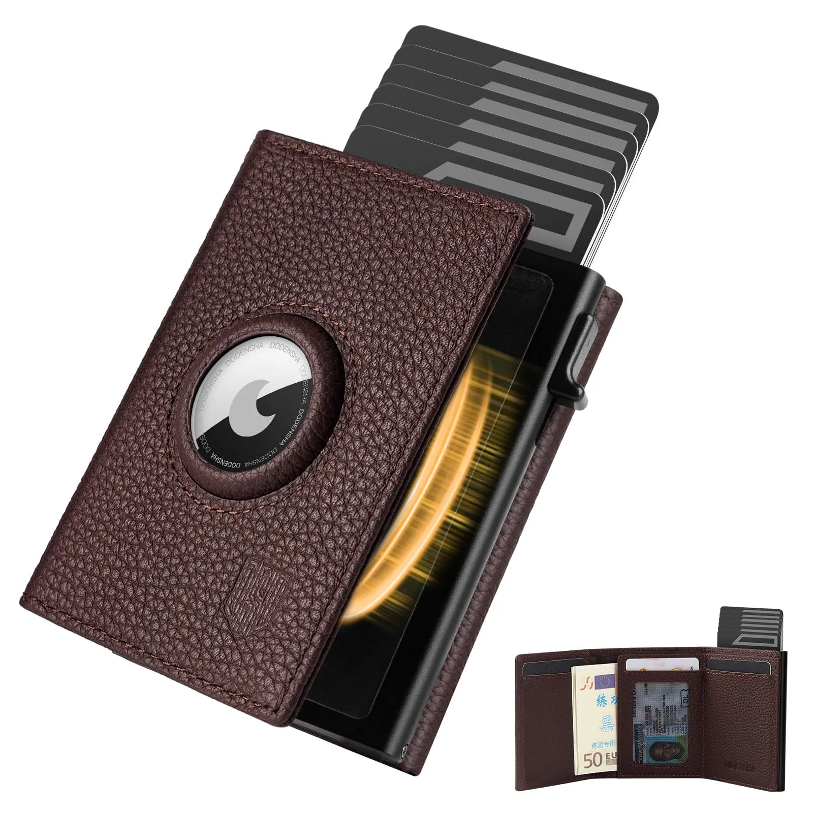 DODENSHA MagSnap Pepple Airtag Smart Wallet for Men with Coin Pocket and Credit Card Holder - immagine 1