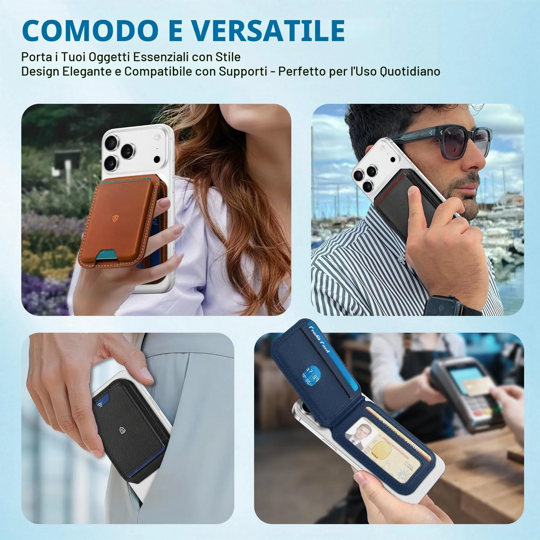 SHIELDON Portafoglio in Vera Pelle per MagSafe, Verde Notte - immagine 8