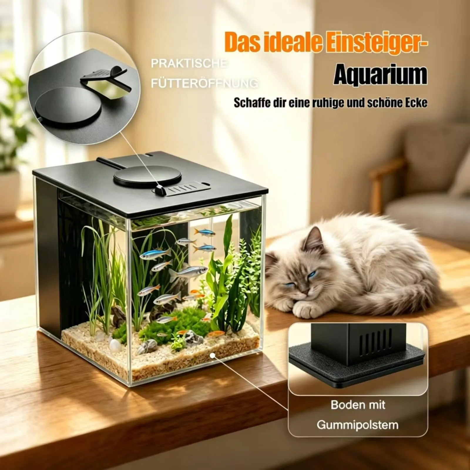YNNHUDEEP Set Completo per Acquario con Filtro Laterale, Pompa e Illuminazione LED, 20x15x15cm - immagine 4