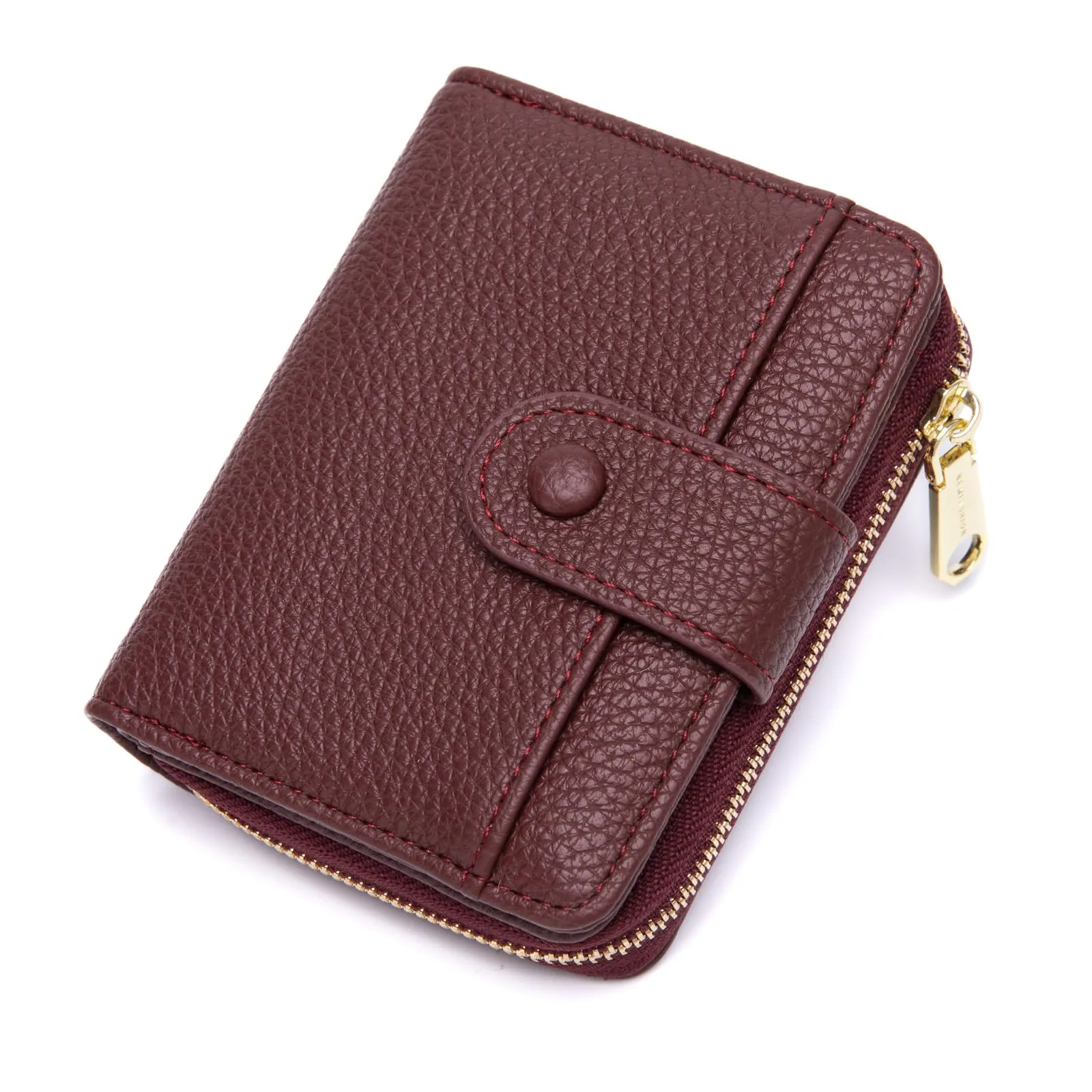 CHAOFANXI Portafoglio Donna Piccolo in Pelle Bifold con Cerniera, Bordeaux - immagine 1