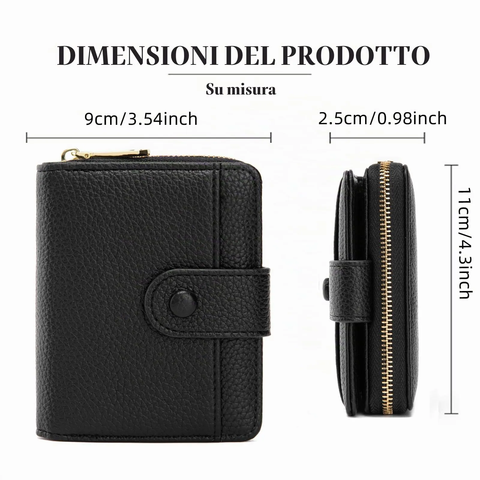 CHAOFANXI Portafoglio Donna Piccolo in Pelle, Bifold Corto con Scomparti e Cerniera, Blu - immagine 3