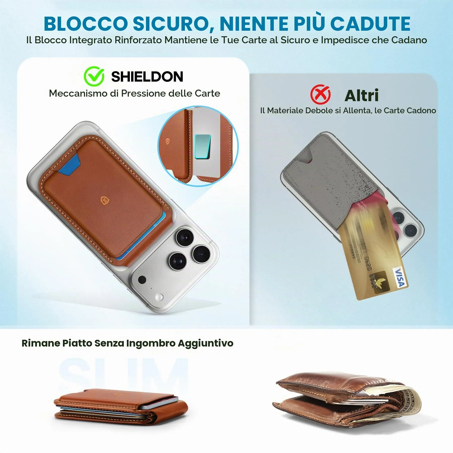 SHIELDON Porta Carte per MagSafe in Vera Pelle, Marrone Retrò - immagine 7