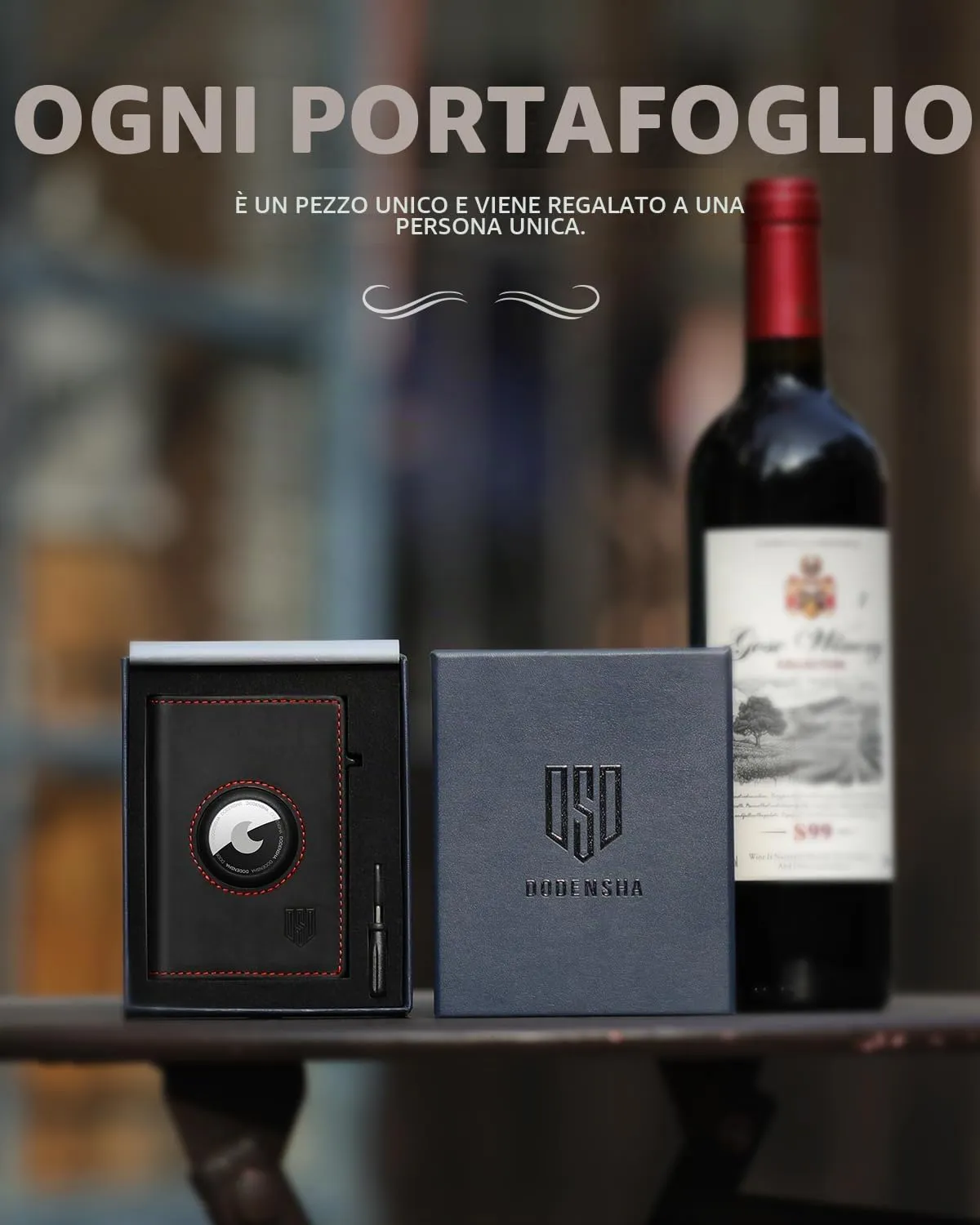 DODENSHA MagSnap Airtag Wallet Uomo, Portafoglio Smart per 10+ Carte con Scomparto Portamonete e Custodia per AirTag (Nero Rosso) - immagine 7