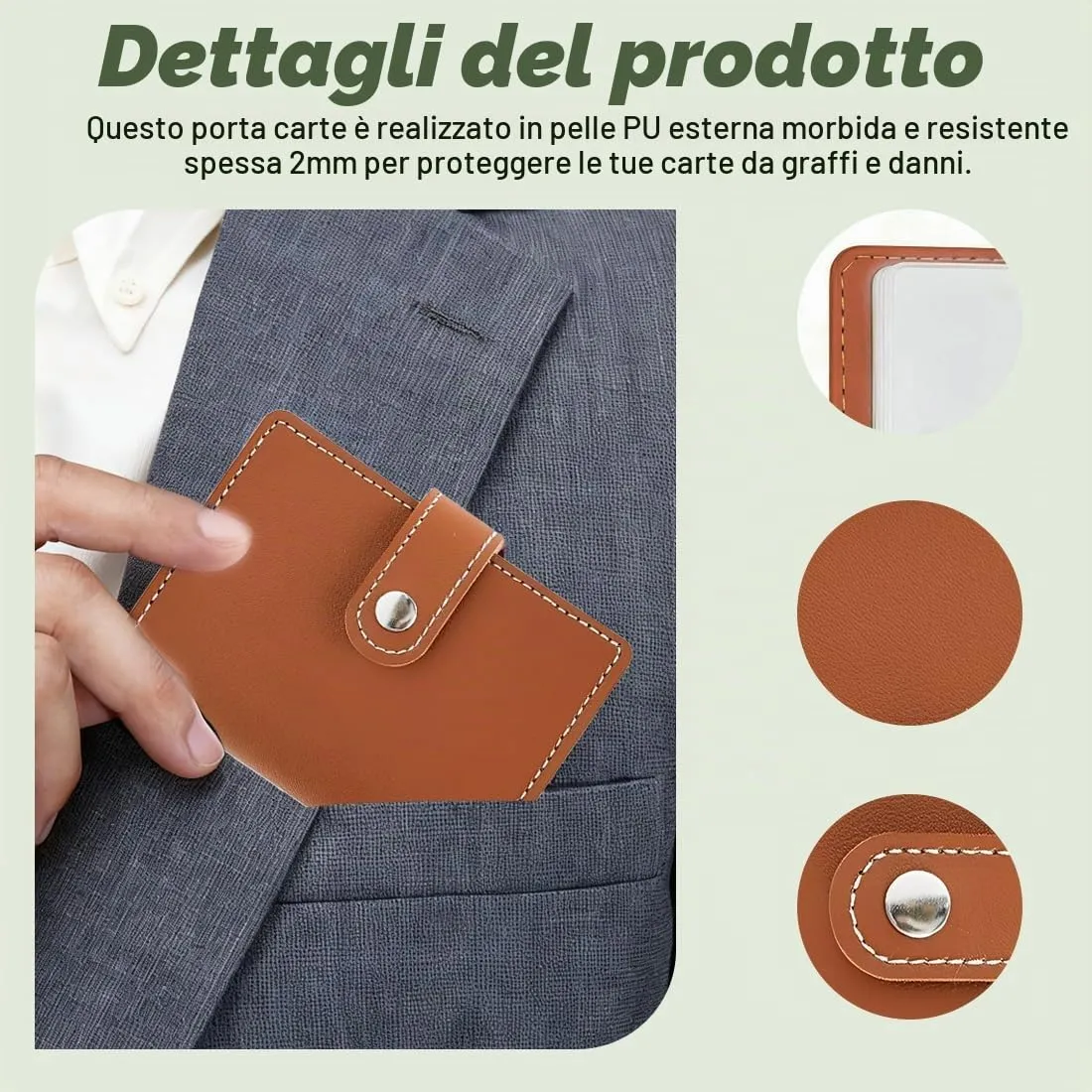 JEYORZY Porta Carte di Credito in Pelle con 26 Custodie Protettive, Marrone - immagine 3