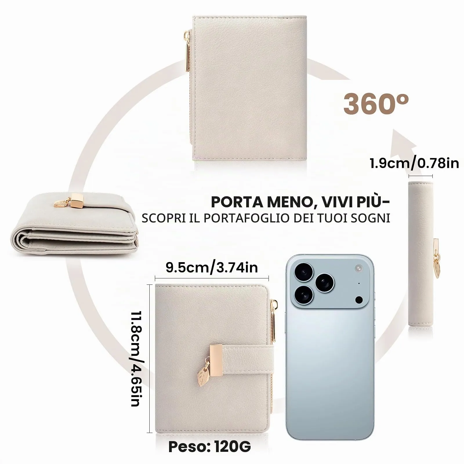 Pomelo Best Portafoglio Donna in Pelle Vegana con Protezione RFID, 8 Scomparti Carte e Portamonete con Cerniera (Beige) - immagine 3