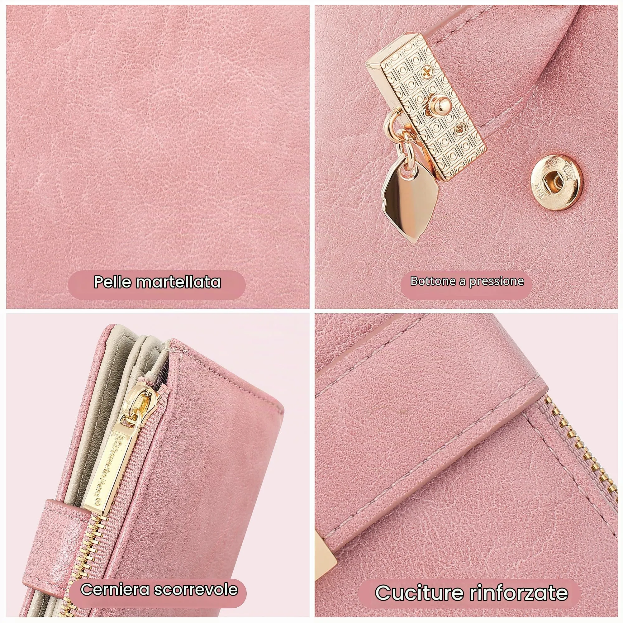 Pomelo Best Portafoglio Donna in Pelle Vegana con Protezione RFID, 8 Scomparti Carte, Finestrino Patente e Portamonete con Cerniera - immagine 5