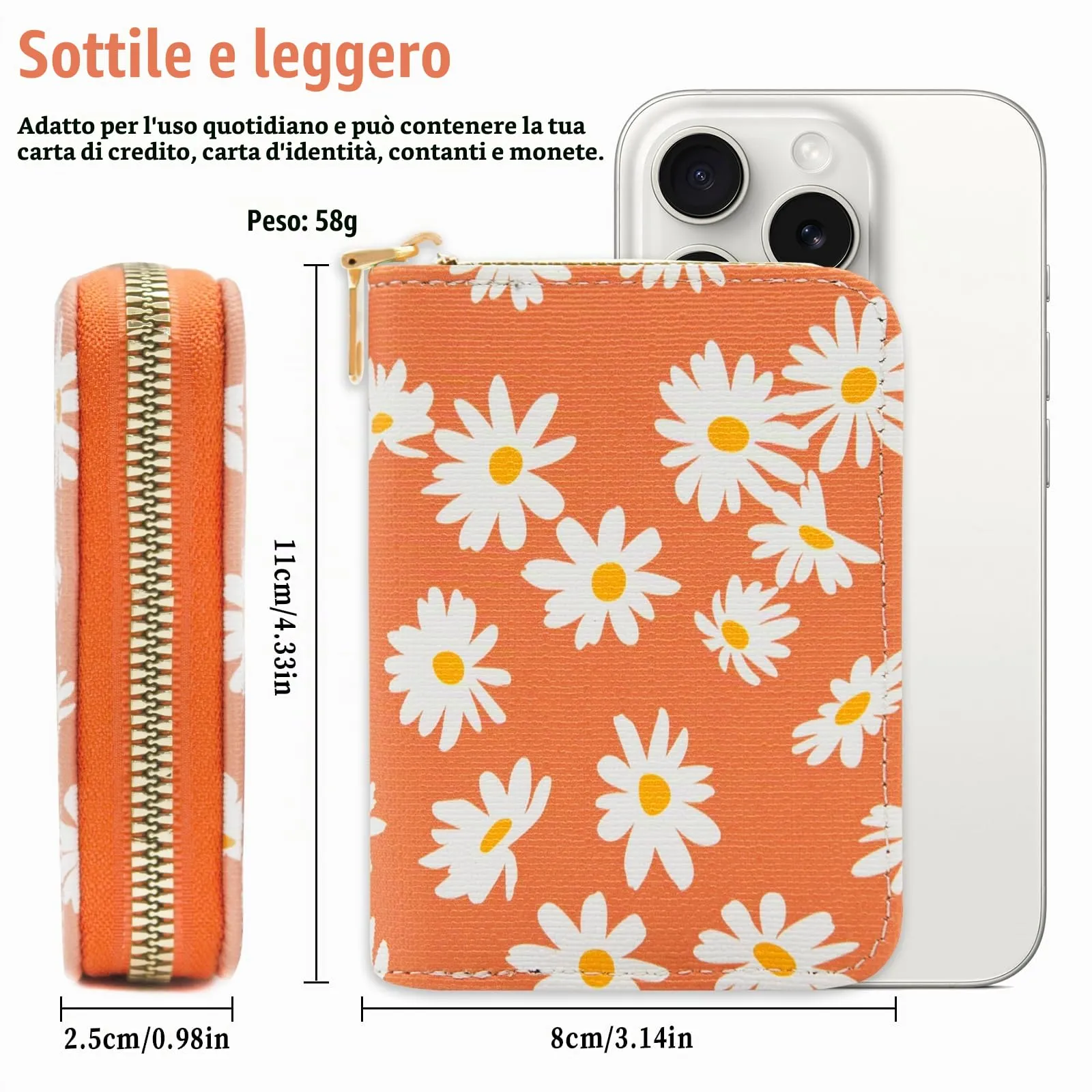 LJCZKA Portafoglio Portacarte Donna in Pelle PU con Cerniera, Motivo Floreale, 9 Slot per Carte e 2 Compartimenti - immagine 2
