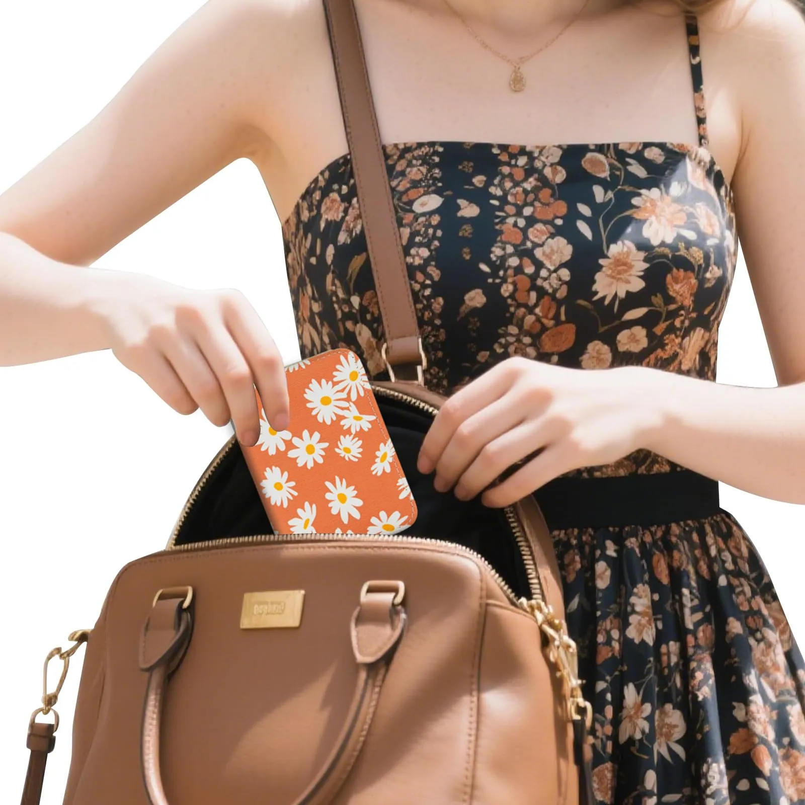 LJCZKA Portafoglio Portacarte Donna in Pelle PU con Cerniera, Motivo Floreale, 9 Slot per Carte e 2 Compartimenti - immagine 7