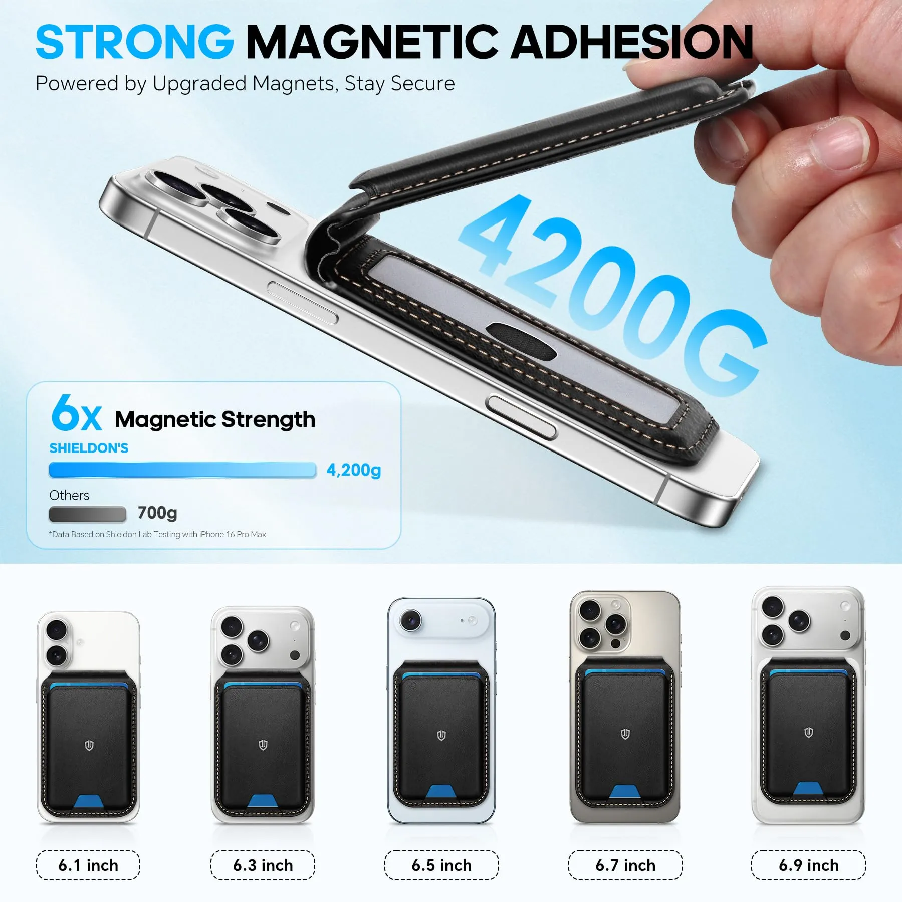 SHIELDON Portafoglio Magnetico in Vera Pelle per MagSafe, Nero Retrò - immagine 5