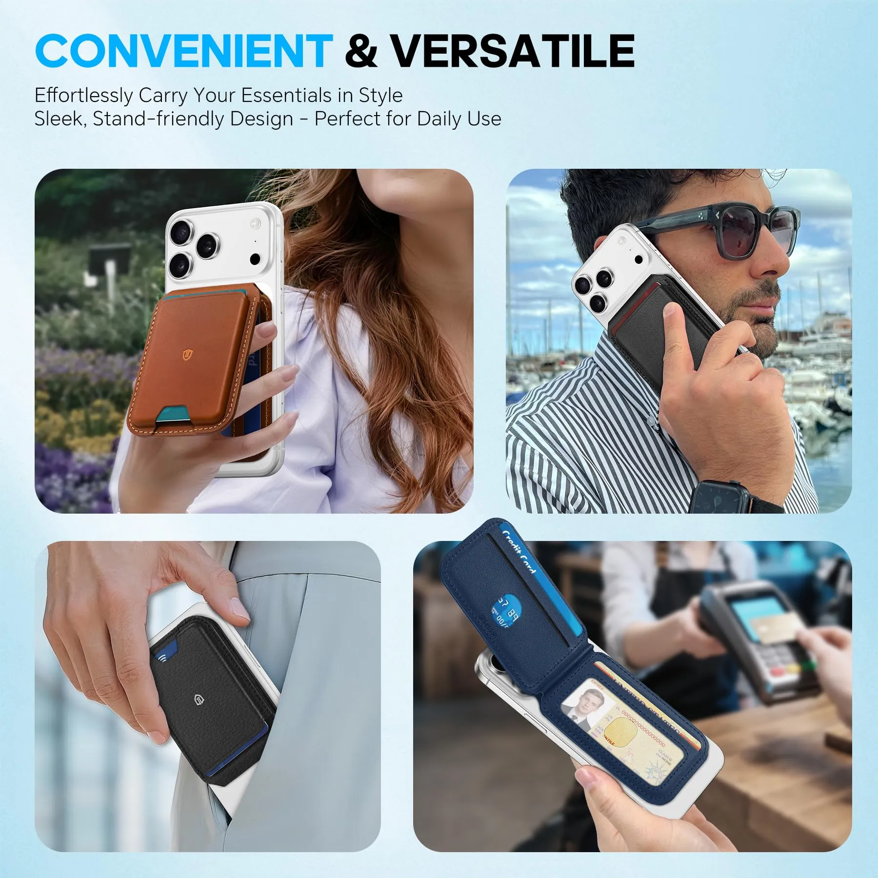 SHIELDON Portafoglio Magnetico in Vera Pelle per MagSafe, Nero Retrò - immagine 8