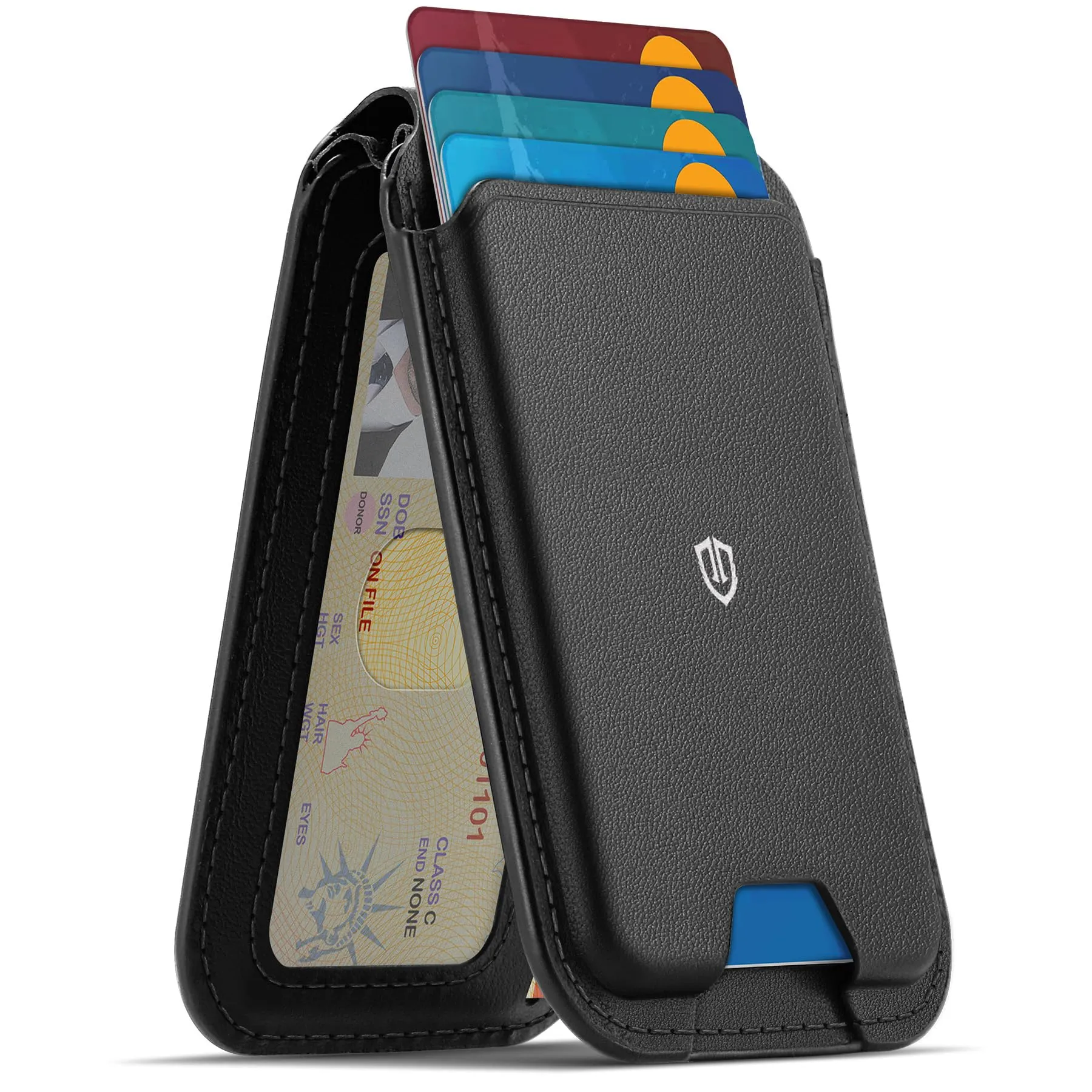 SHIELDON Portafoglio Magnetico per MagSafe in Vera Pelle, Nero - immagine 1