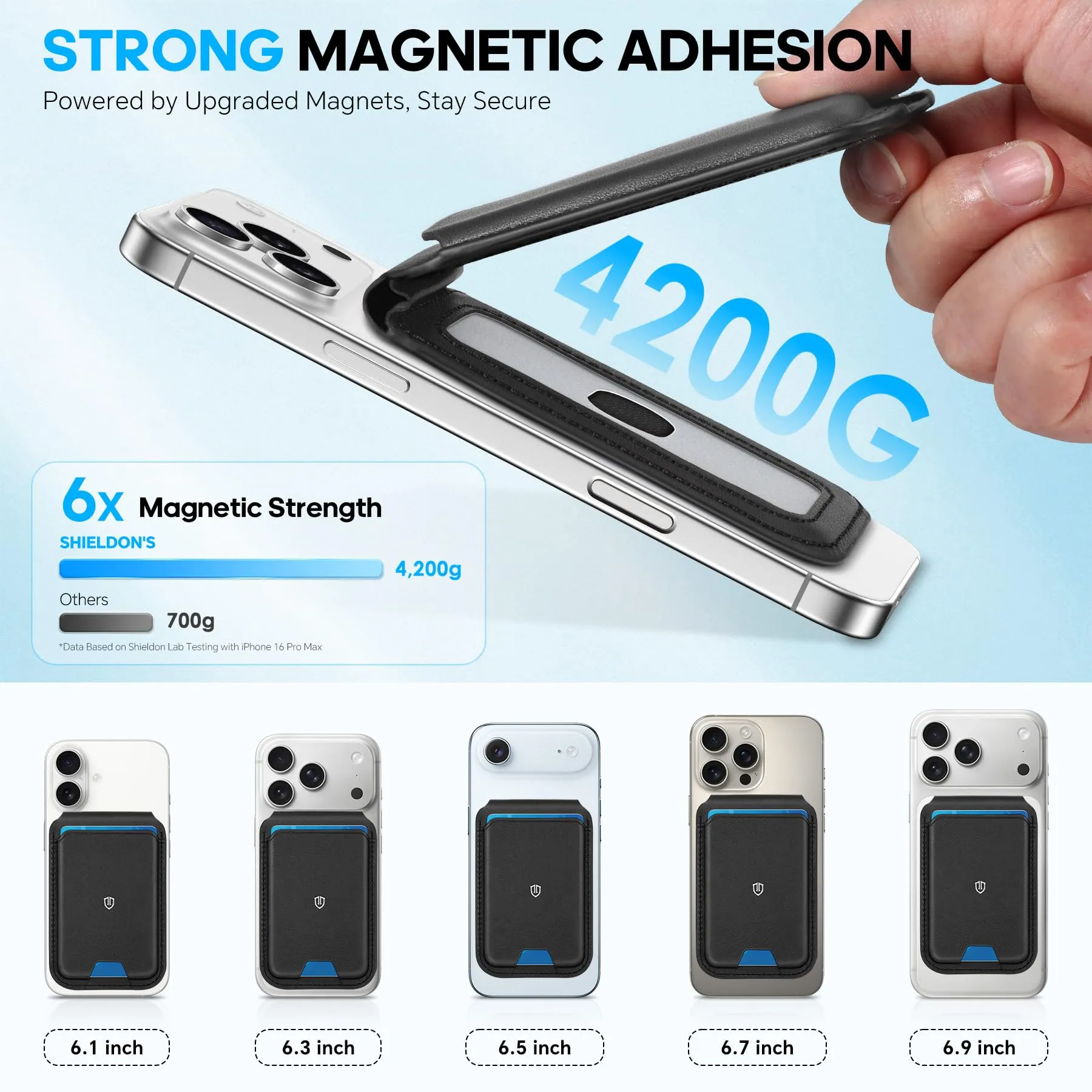 SHIELDON Portafoglio Magnetico per MagSafe in Vera Pelle, Nero - immagine 5