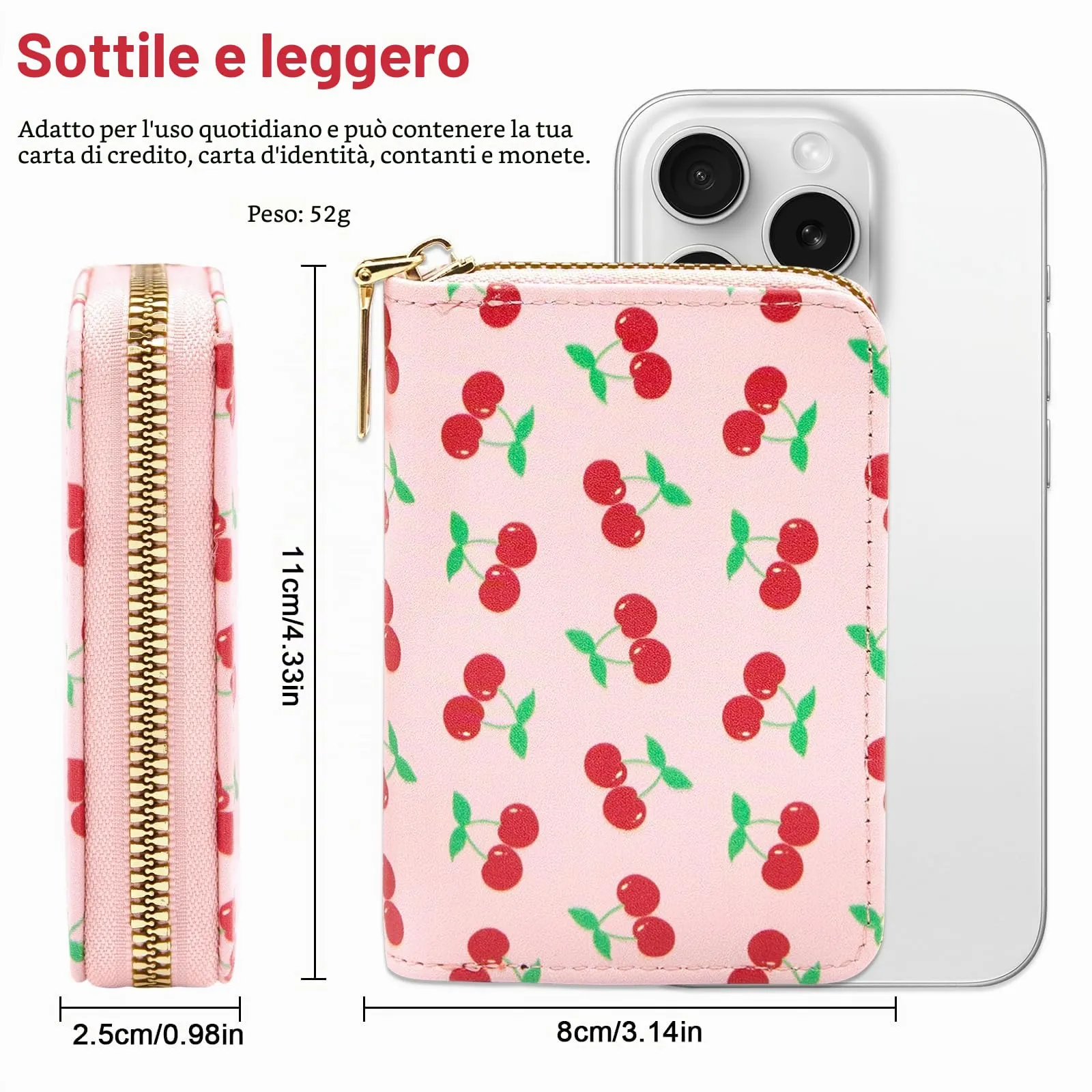 LJCZKA Portafoglio Porta Carte in Pelle PU con Cerniera, Motivo Floreale, 9 Slot per Carte e 2 Compartimenti - immagine 2