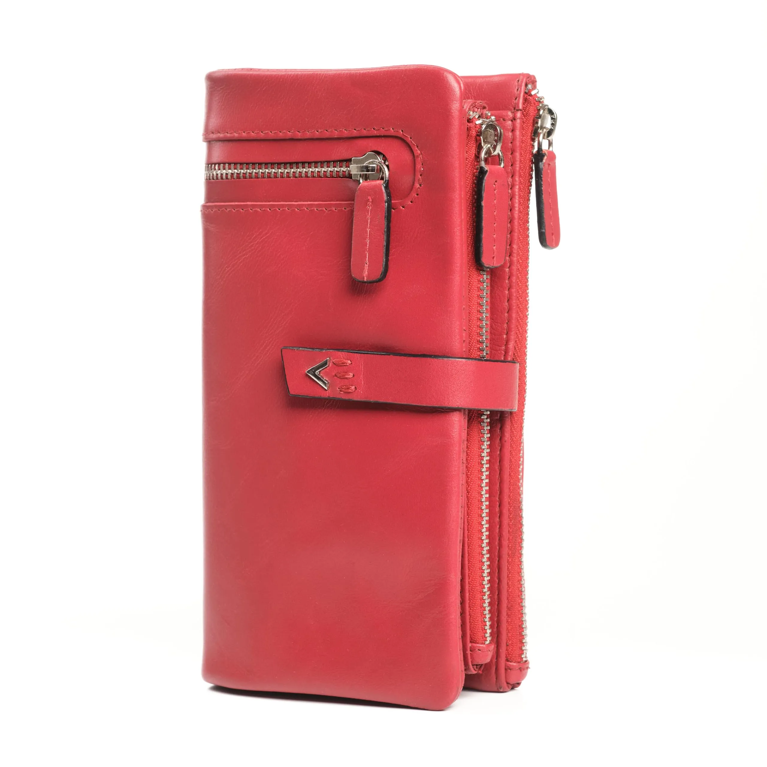 Lavalen Portafoglio Donna in Vera Pelle RFID Verticale con Portamonete Estraibile, Stelle, Rosso, Talla Grande (17x9cm) - immagine 1