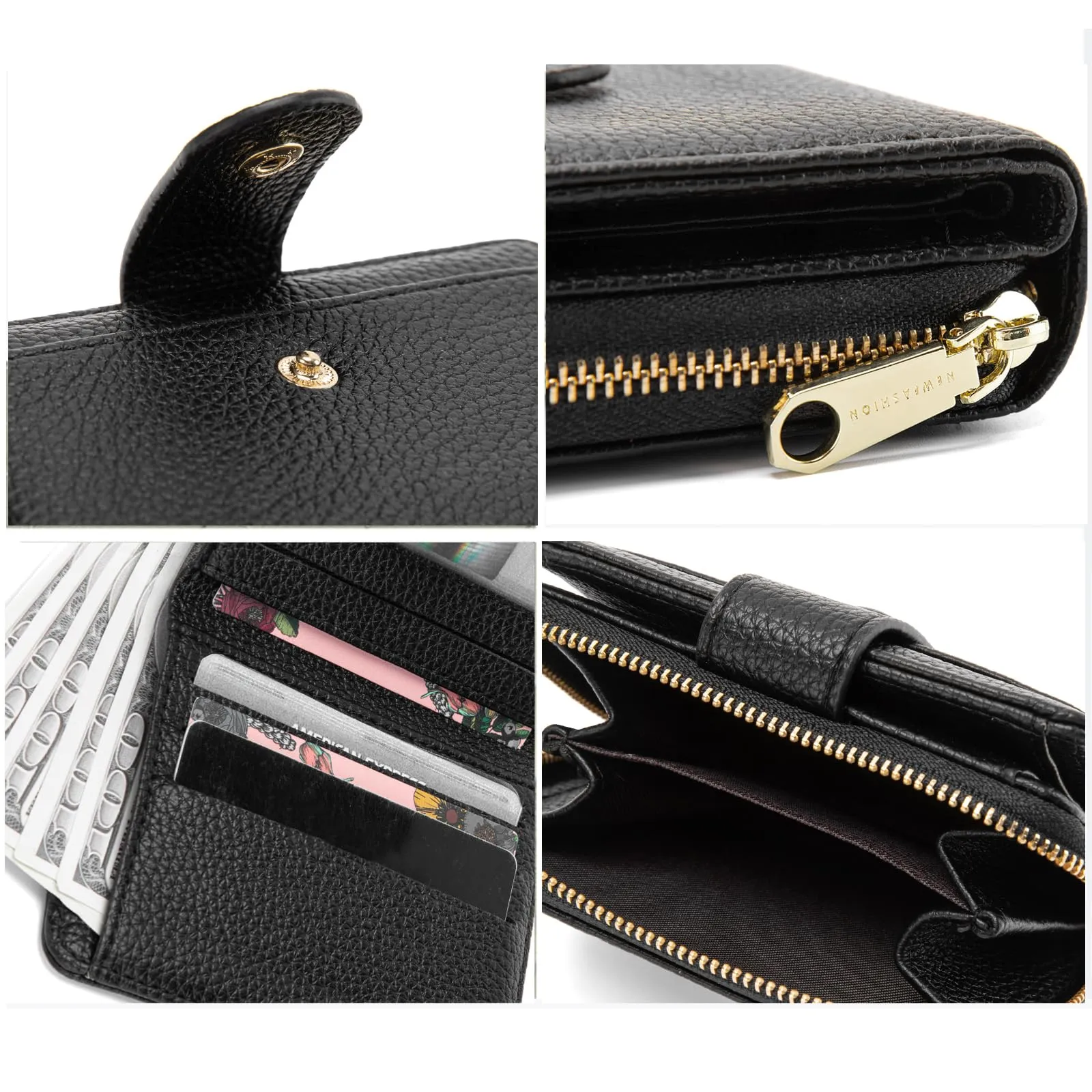 CHAOFANXI Portafoglio Piccolo da Donna in Pelle con Blocco RFID e Doppio Scomparto - immagine 4