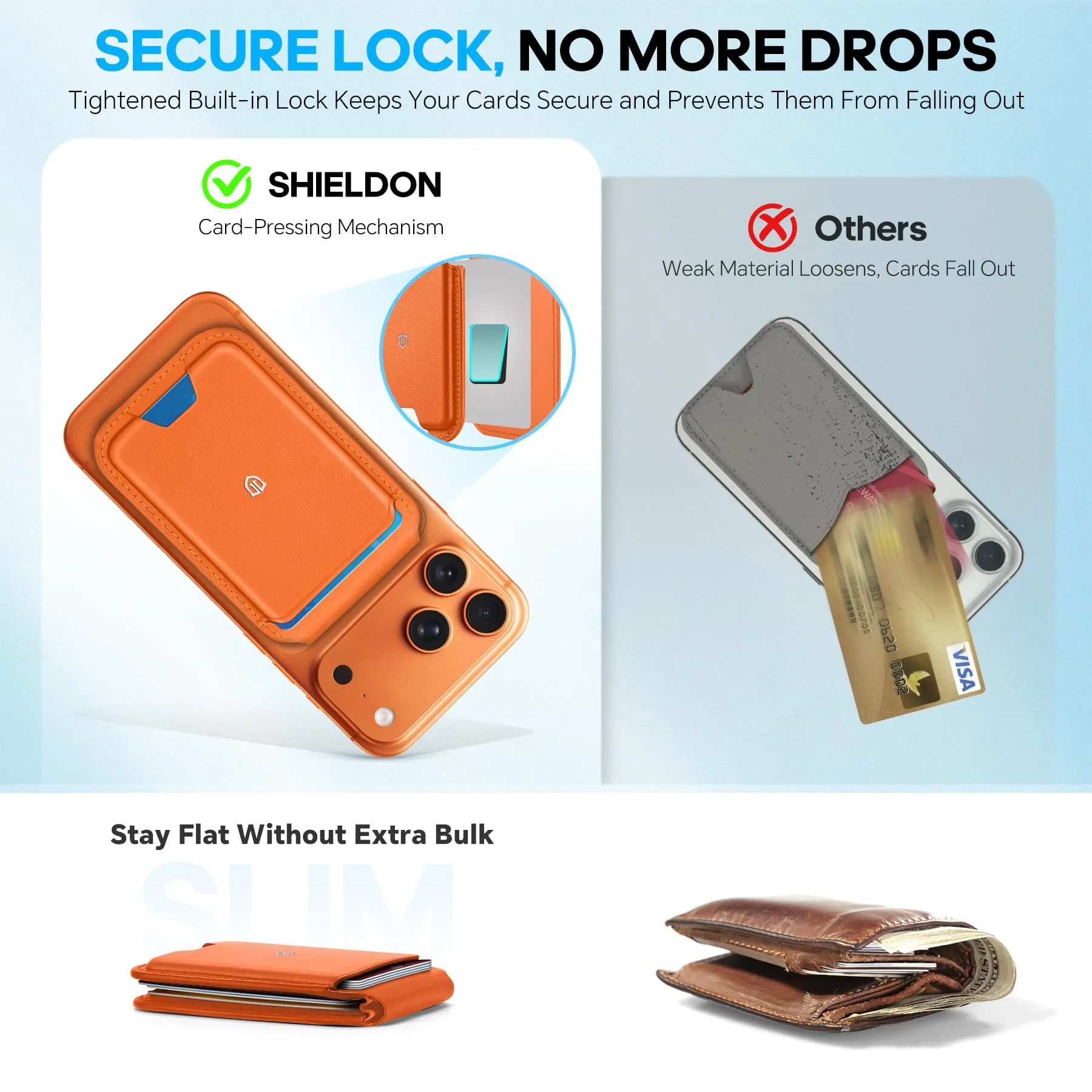 SHIELDON Portafoglio Magnetico in Vera Pelle per MagSafe, Arancio - immagine 7