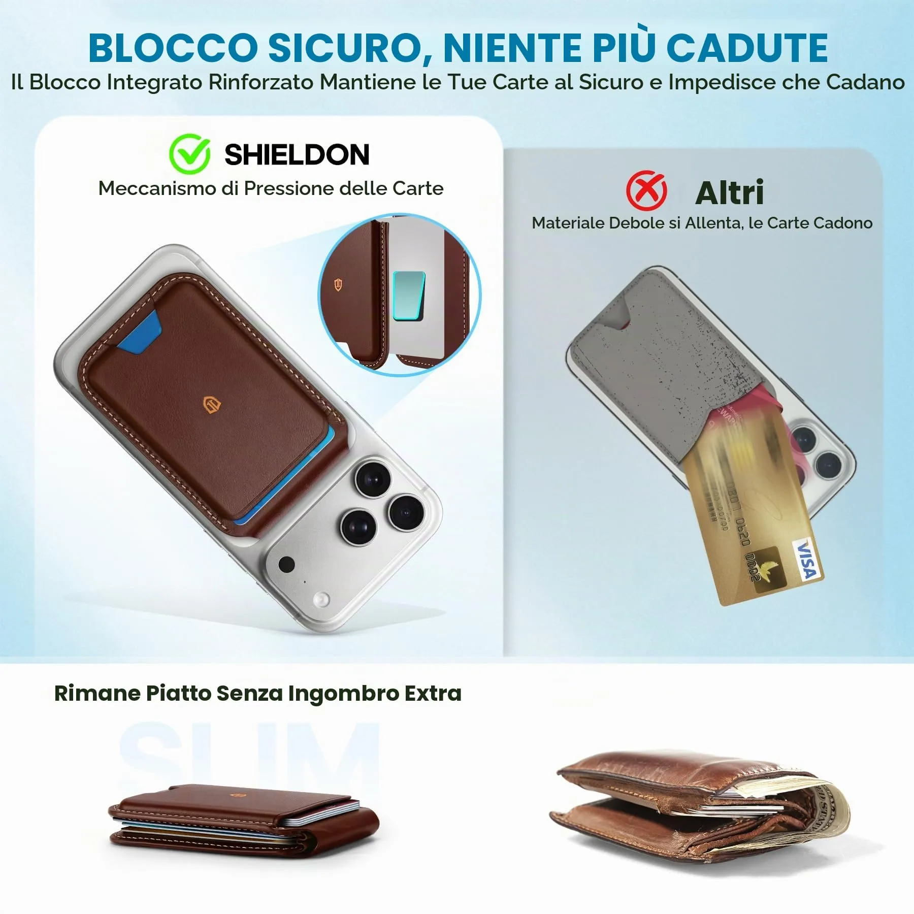 SHIELDON Portafoglio Magnetico in Vera Pelle per MagSafe, Caffè Retrò - immagine 7