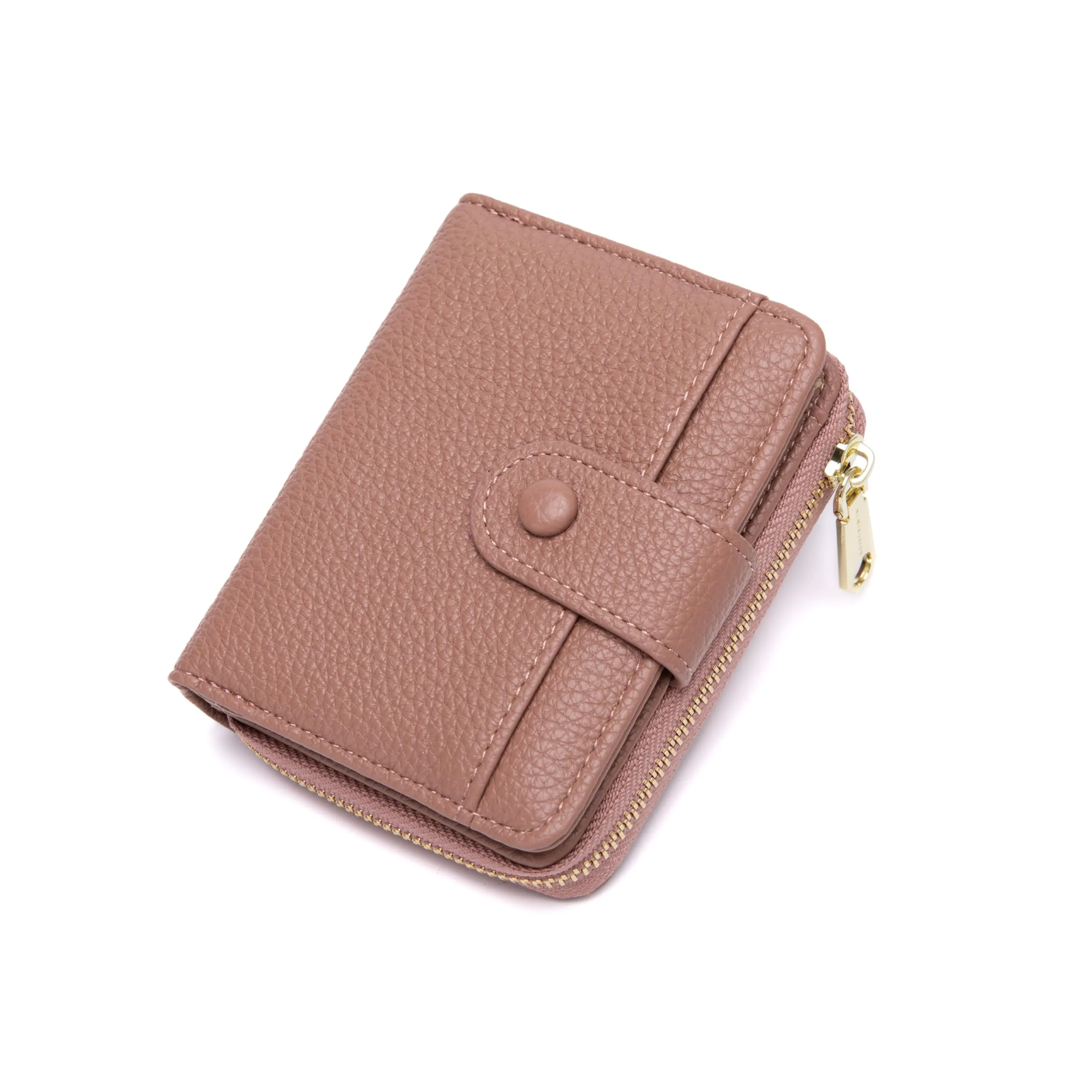 CHAOFANXI Portafoglio da Donna in Pelle Bifold con Blocco RFID e Tasca Portamonete, Rosa Polvere - immagine 1