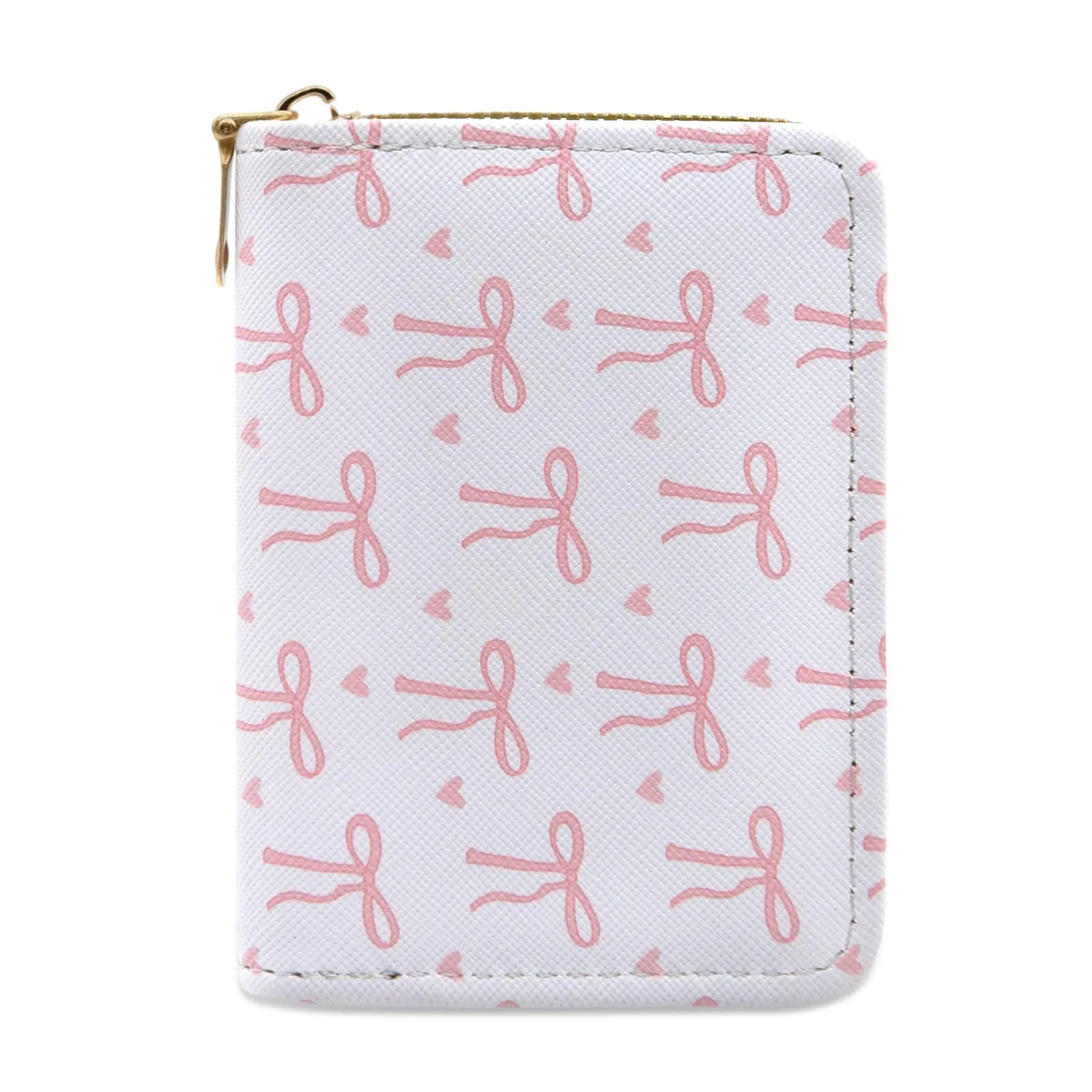 LJCZKA Porta Carte di Credito Donna RFID con Cerniera, 9 Slot e 2 Compartimenti - Fiocco Bianco - immagine 1