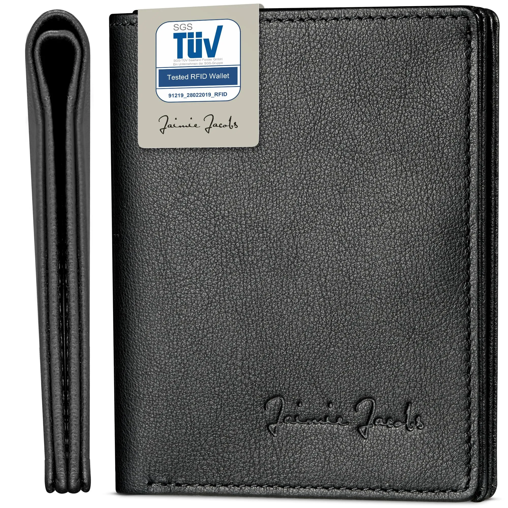 Jaimie Jacobs Slimstar Portafoglio Uomo con protezione RFID (Vegan Nero) - immagine 1