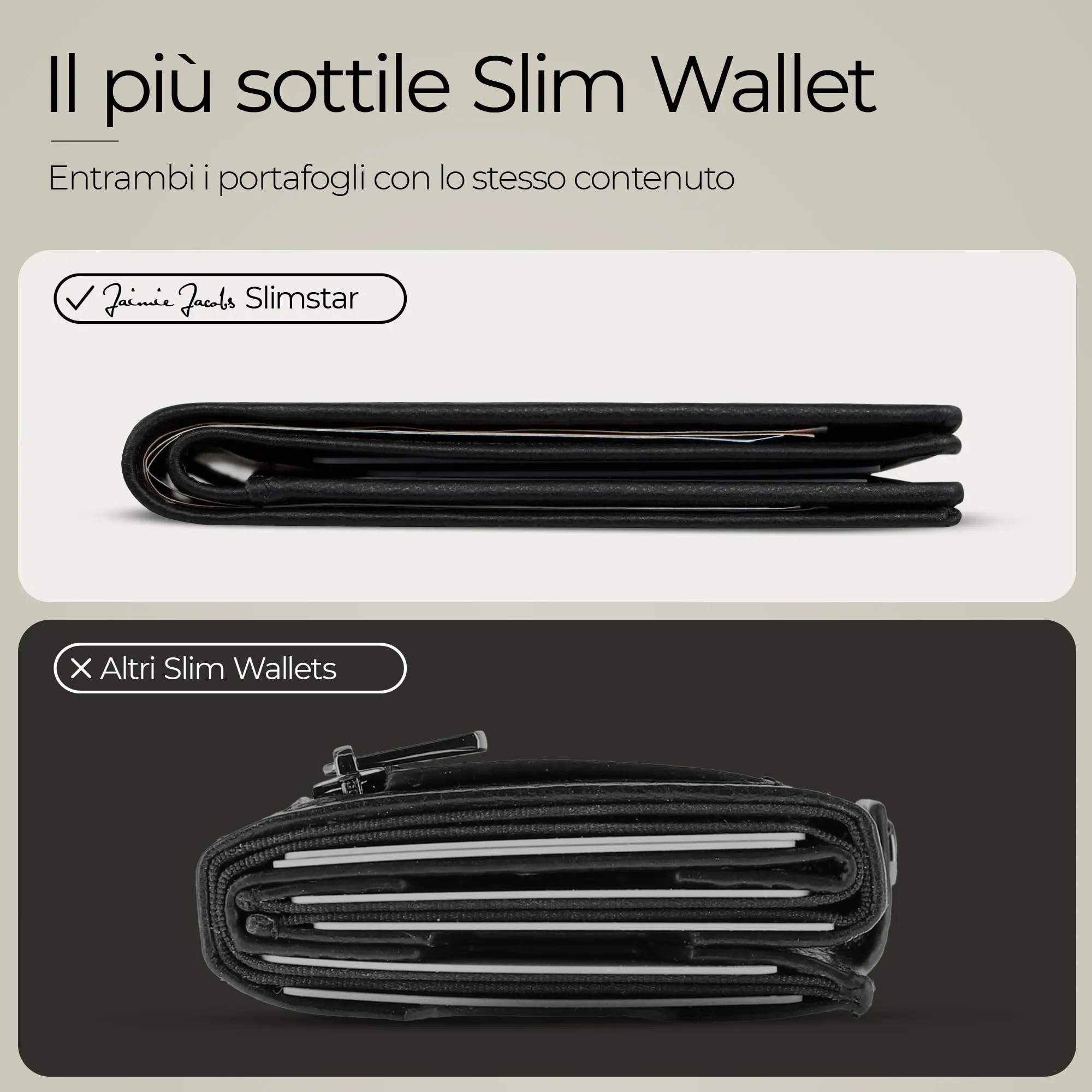 Jaimie Jacobs Slimstar Portafoglio Uomo con protezione RFID (Vegan Nero) - immagine 2