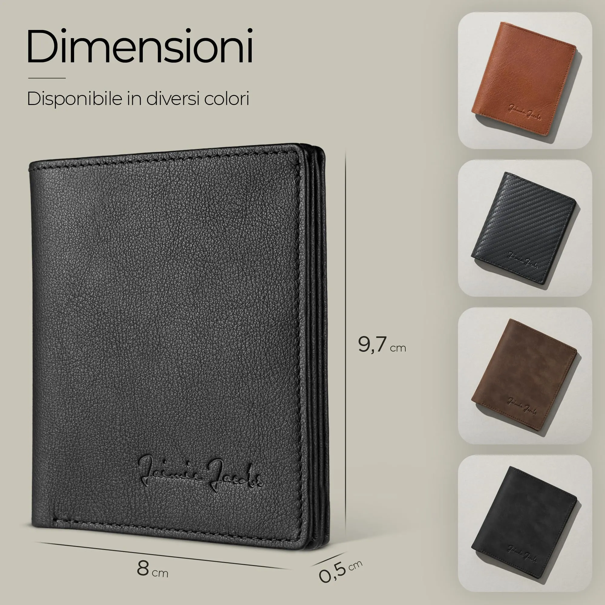 Jaimie Jacobs Slimstar Portafoglio Uomo con protezione RFID (Vegan Nero) - immagine 7
