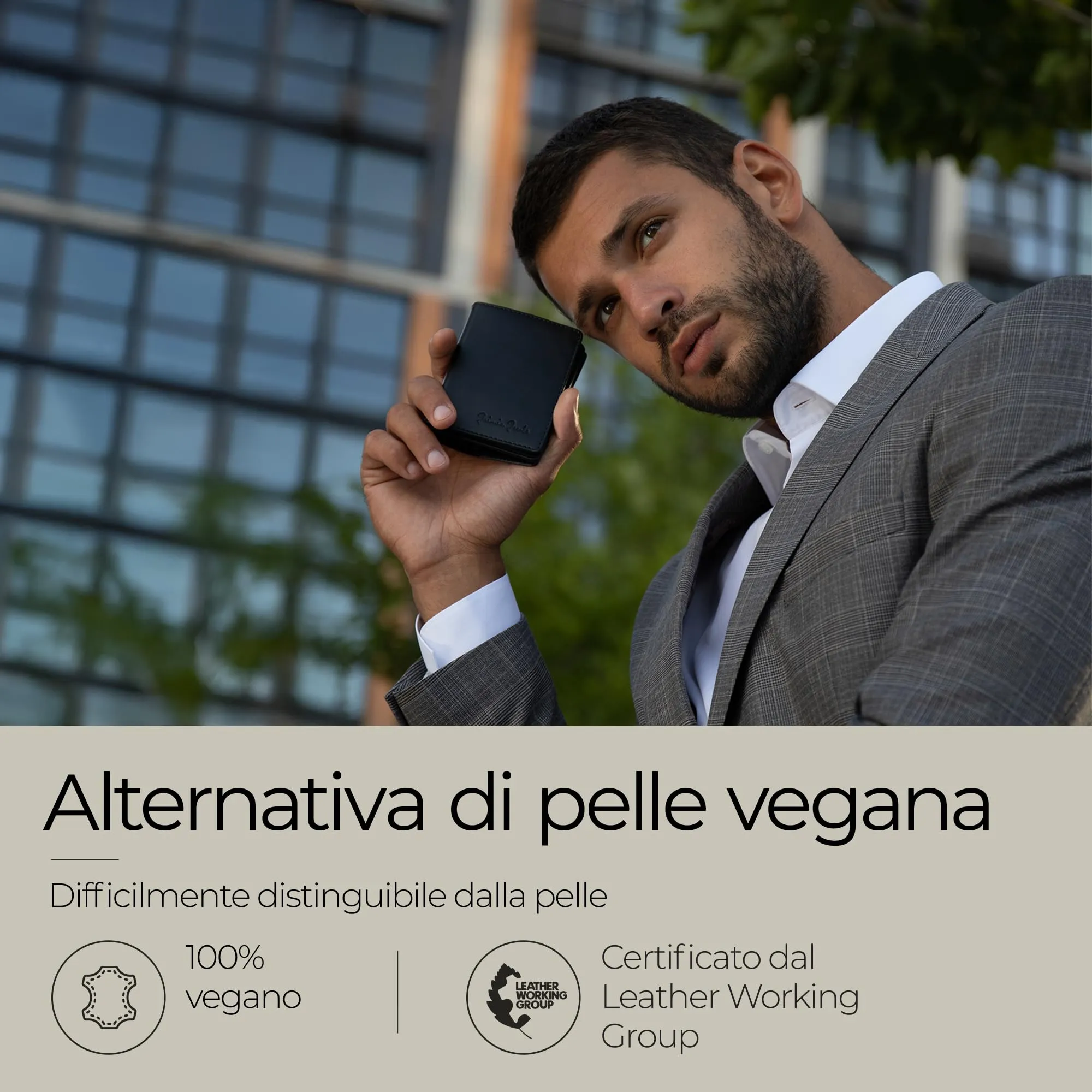 Jaimie Jacobs Slimstar Portafoglio Uomo Piccolo RFID Vegan Nero - immagine 6