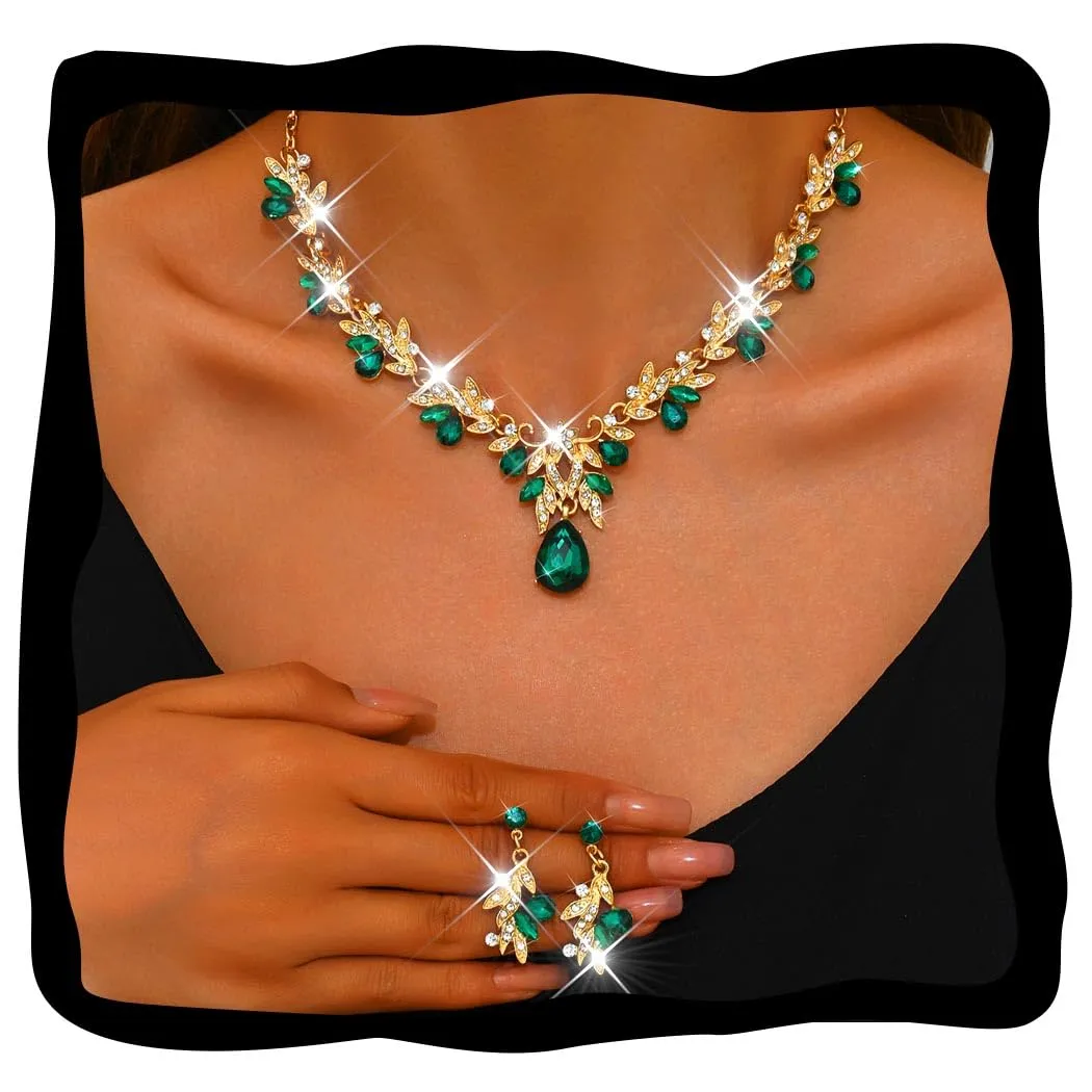 Fashband Set di gioielli da sposa in cristallo con collana e orecchini, Perla sintetica - immagine 1
