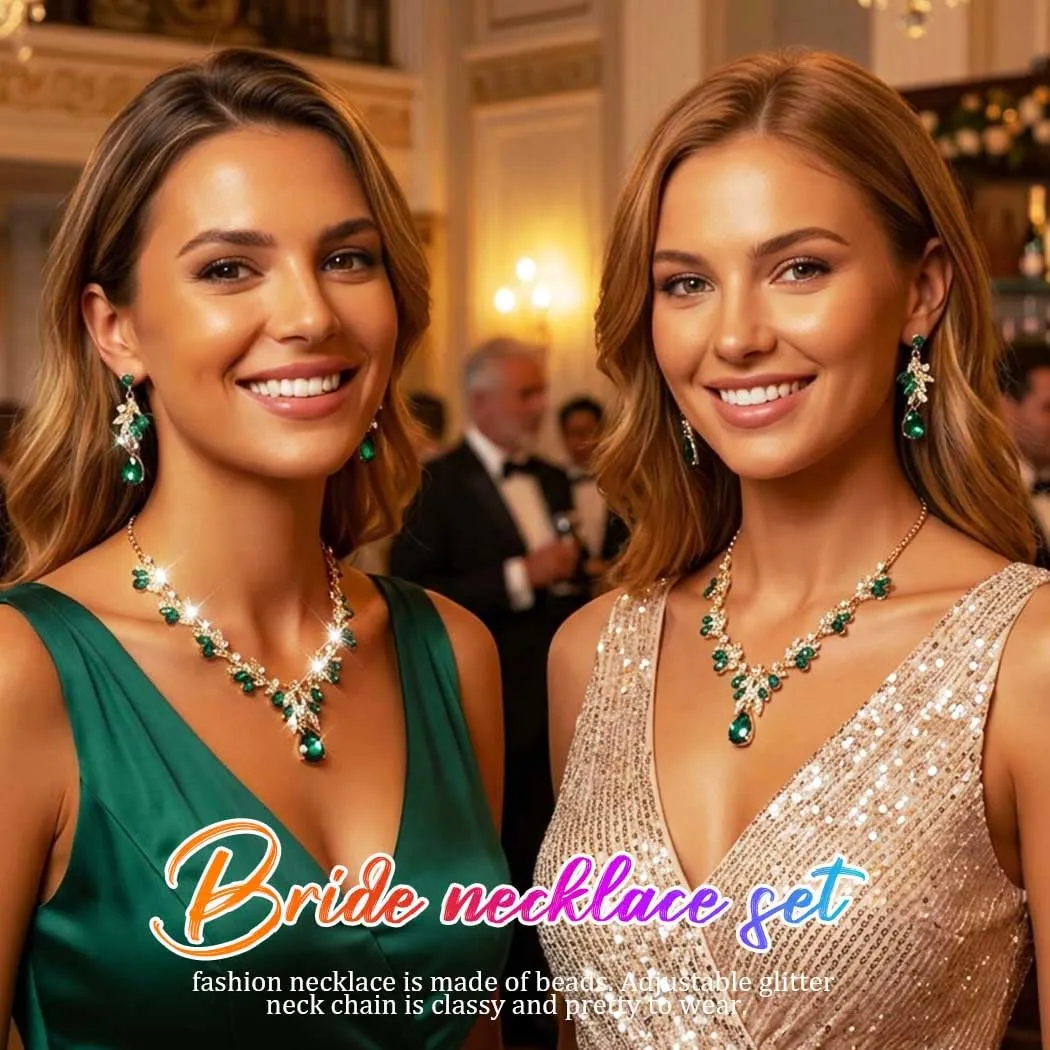 Fashband Set di gioielli da sposa in cristallo con collana e orecchini, Perla sintetica - immagine 2